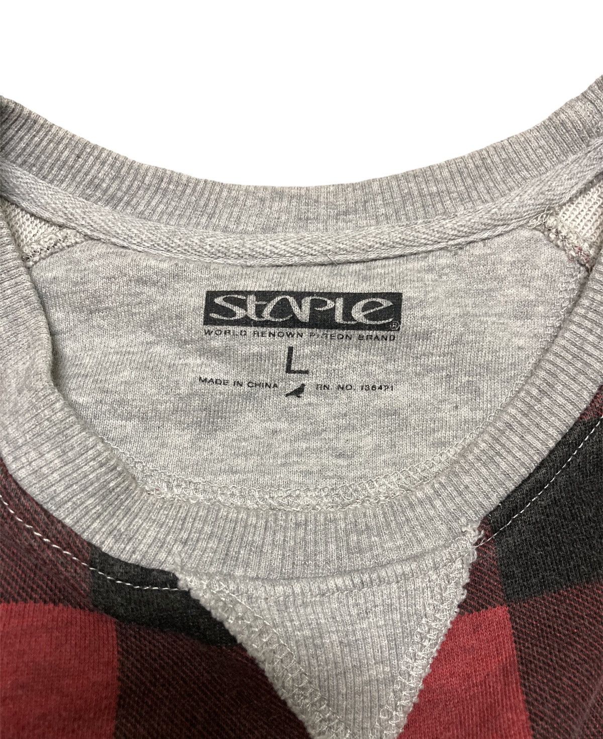 Staple Staple Pigeon Brand Gray Plaid Red Crewneck Sweatshirt Size US L / EU 52-54 / 3 - 9 Thumbnail