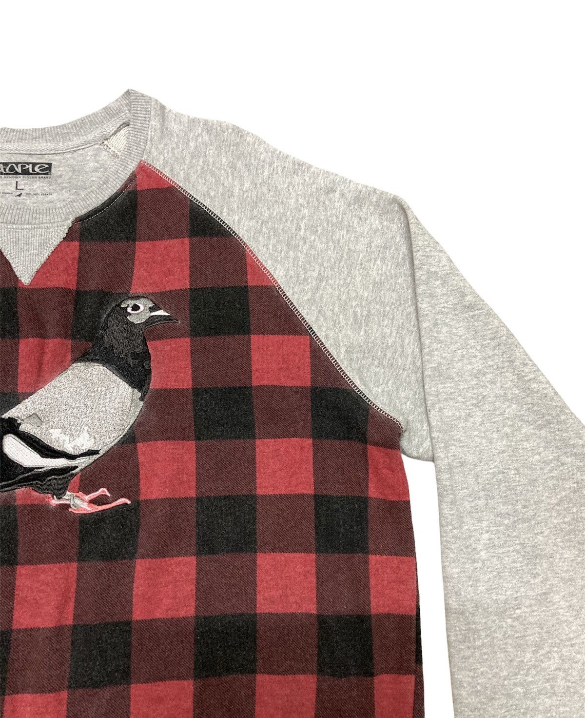 Staple Staple Pigeon Brand Gray Plaid Red Crewneck Sweatshirt Size US L / EU 52-54 / 3 - 4 Thumbnail