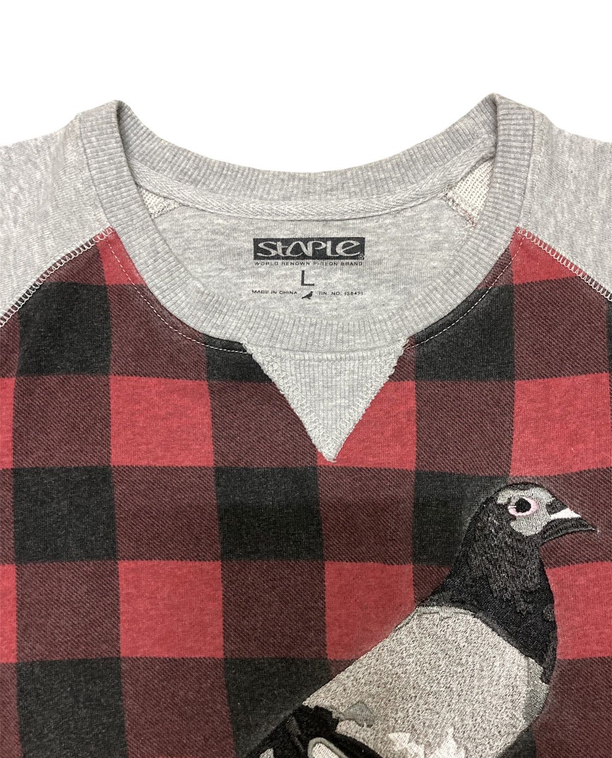 Staple Staple Pigeon Brand Gray Plaid Red Crewneck Sweatshirt Size US L / EU 52-54 / 3 - 3 Thumbnail