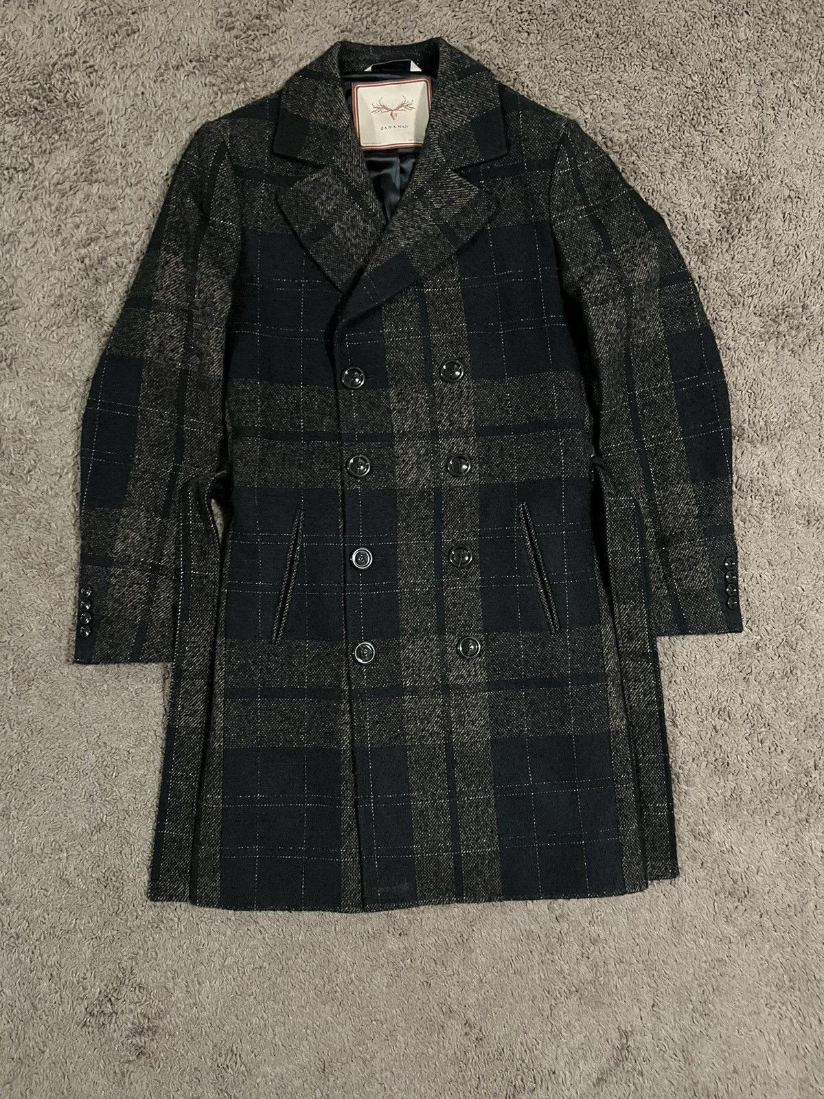 ZARA Mens Coat Brown/Black SZ L Excellent Condition