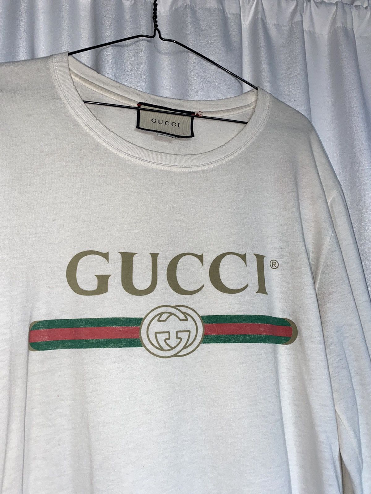 Gucci Gucci Embroidered Dragon Distressed Long Sleeve White Tshirt Size US S / EU 44-46 / 1 - 3 Thumbnail