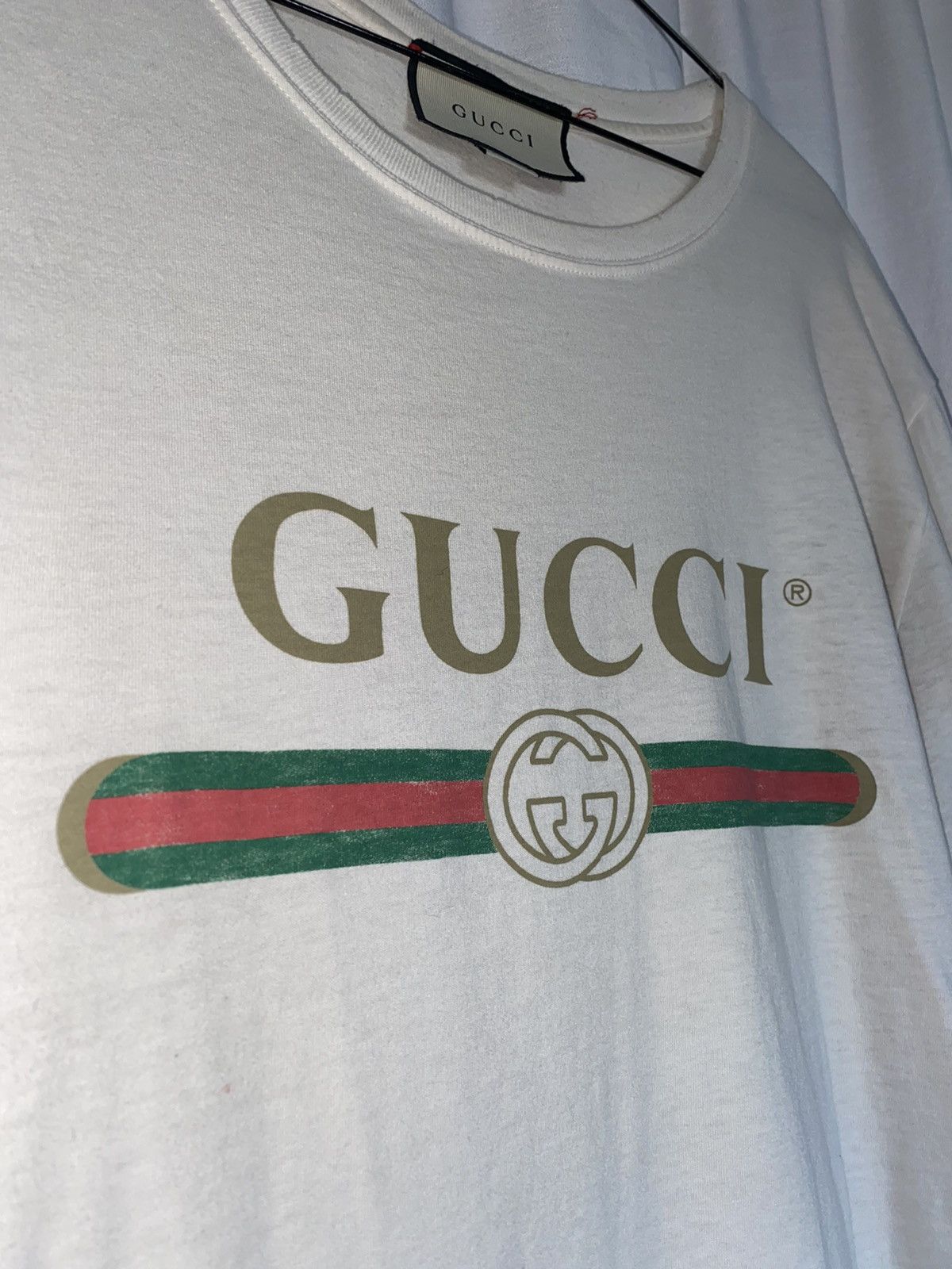 Gucci Gucci Embroidered Dragon Distressed Long Sleeve White Tshirt Size US S / EU 44-46 / 1 - 4 Thumbnail