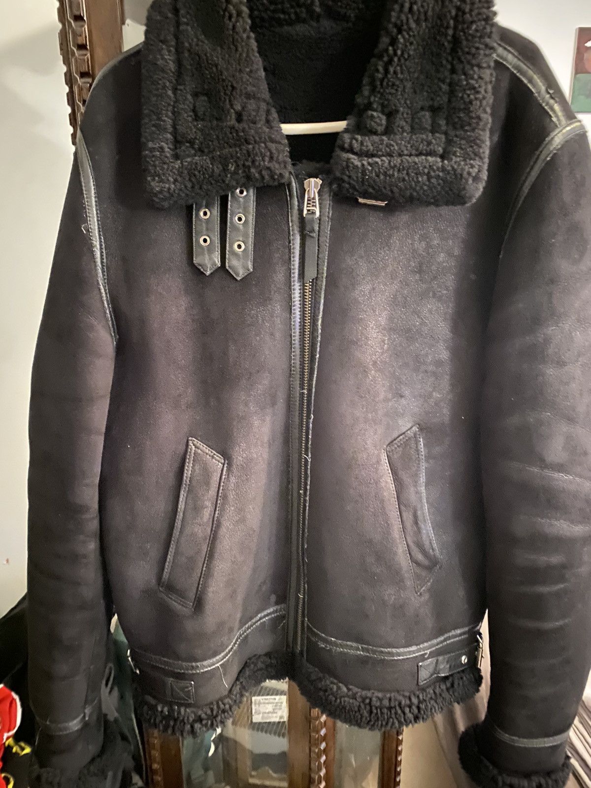 The Idle Man Genuine Black Shearling Flight Jacket Grailed