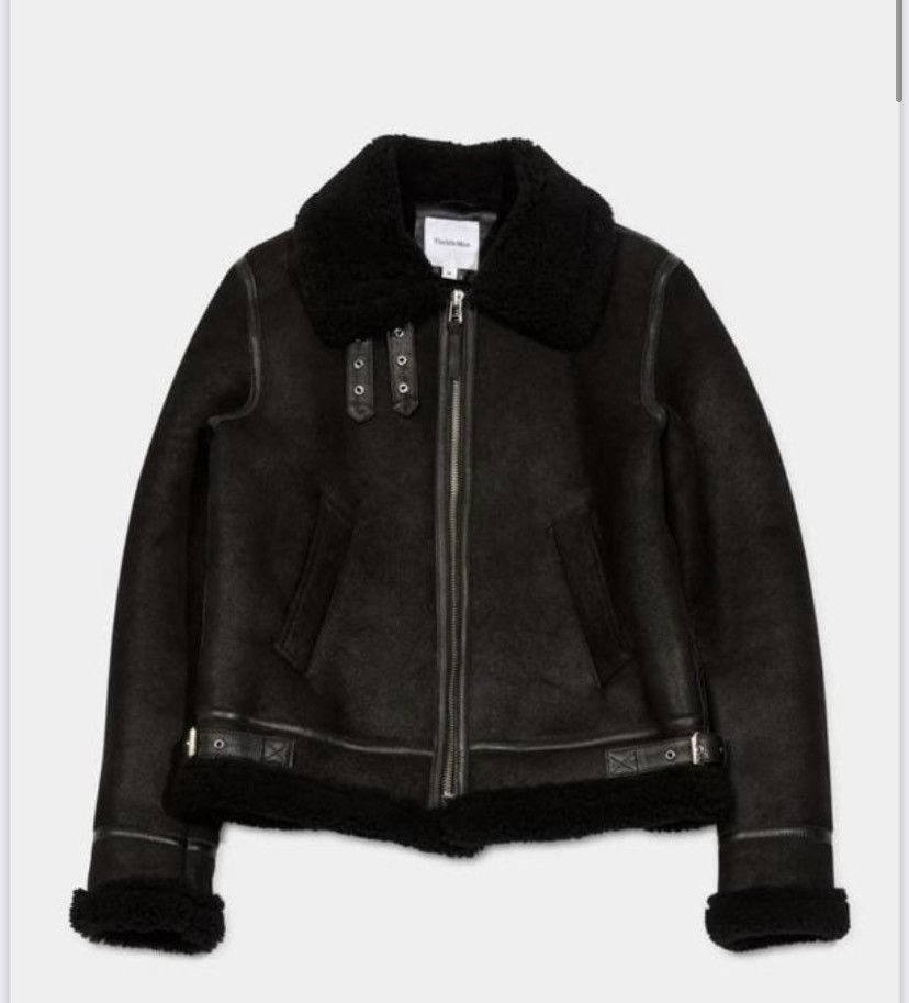 The Idle Man Genuine Black Shearling Flight Jacket Grailed