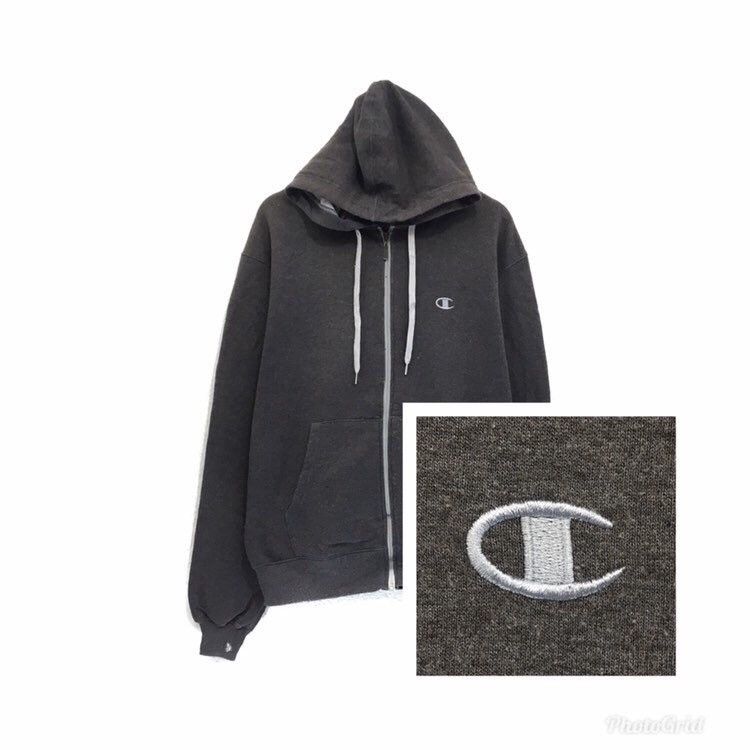 CHAMPION Small Logo Grey Hoodie