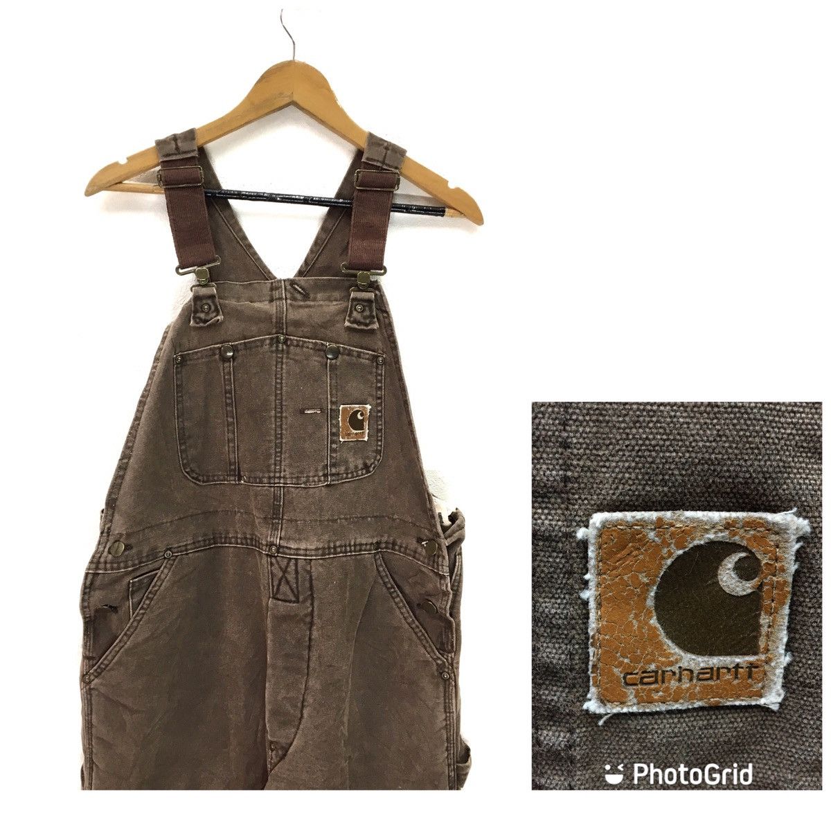 Carhartt × Vintage CARHARTT Brown Denime Double Knees Dungarees Size US 40 / EU 56 - 1 Thumbnail