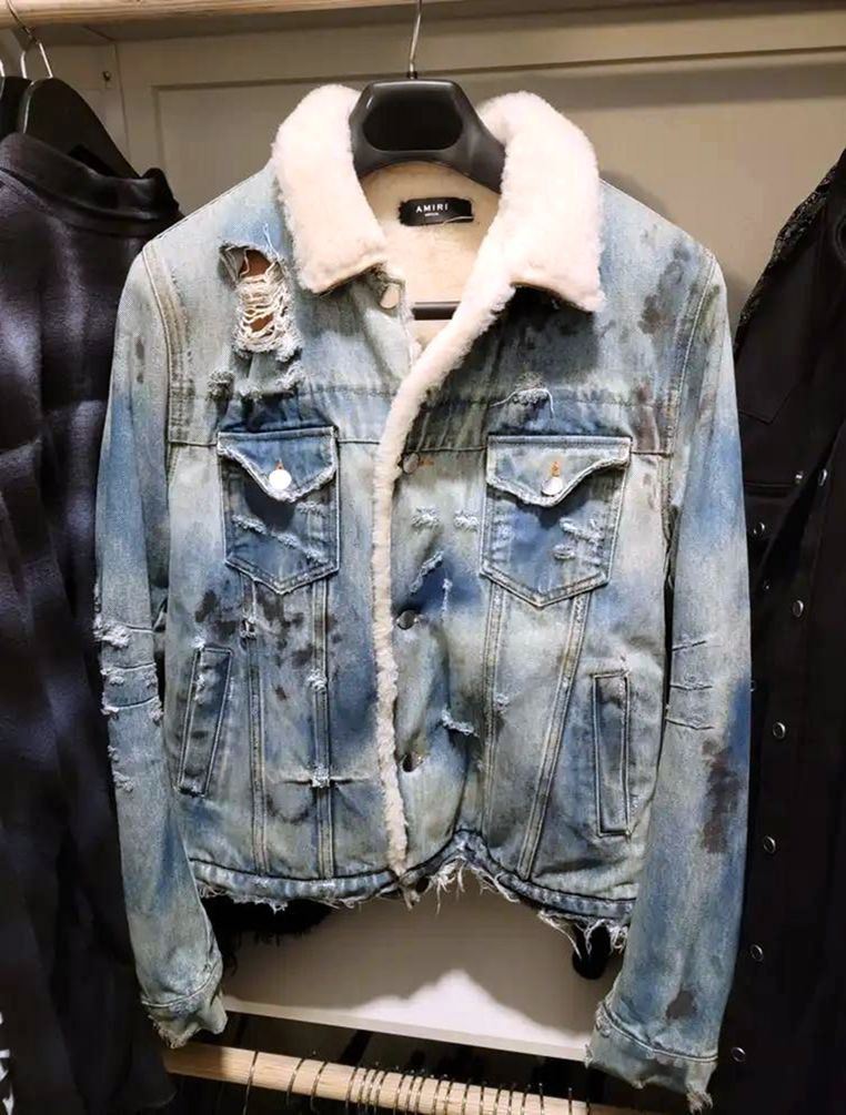 Amiri Amiri AW16 Killmonger Shearling Denim Trucker Jacket Grailed