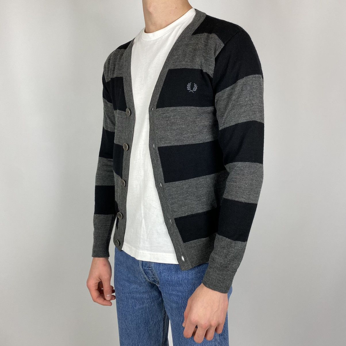 Fred Perry Fred Perry Slim Stripped Wool Cardigan Size US S / EU 44-46 / 1 - 1 Thumbnail