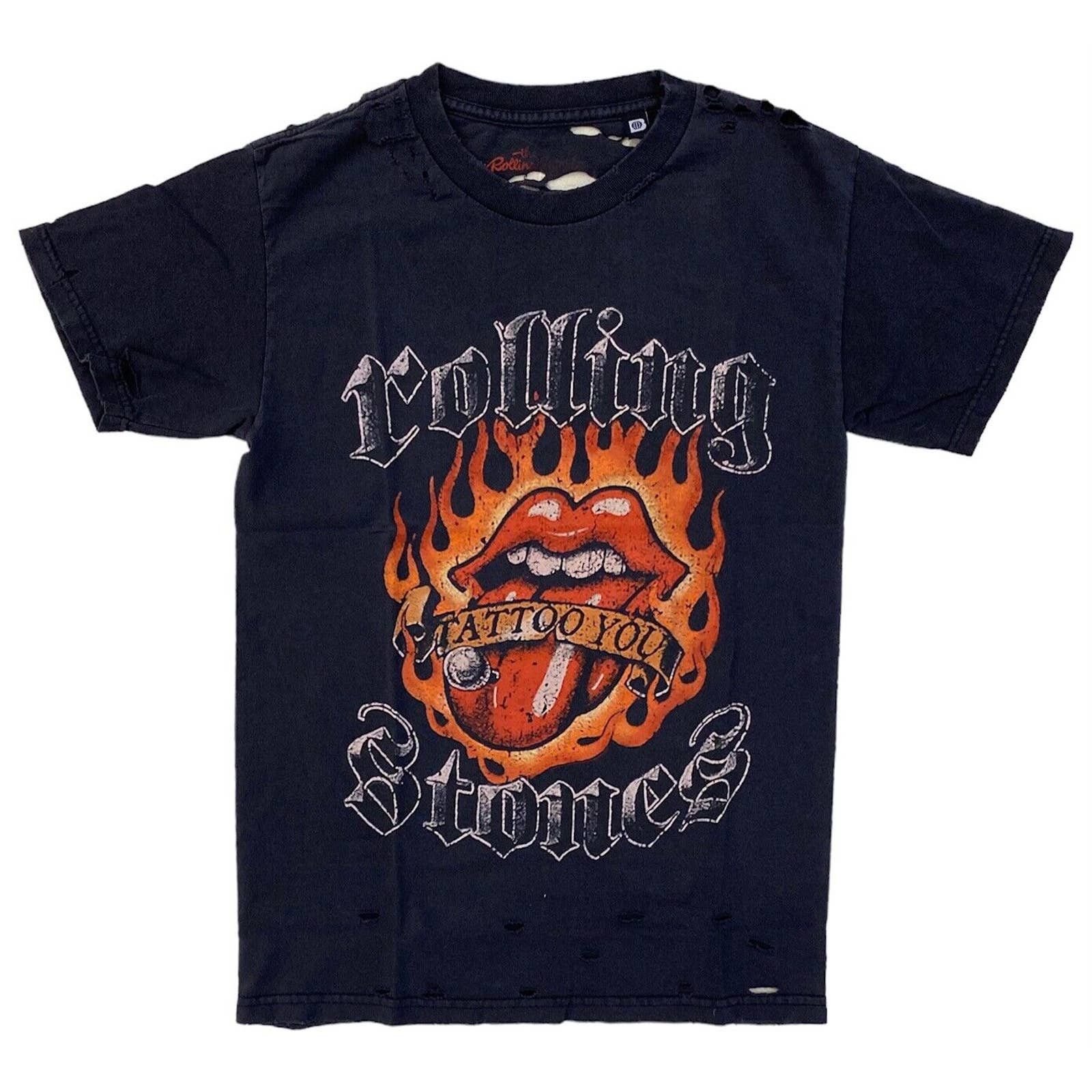 The Rolling Stones The Rolling Stones Men's Flame T-Shirt With Distressed Holes Size US XL / EU 56 / 4 - 1 Thumbnail