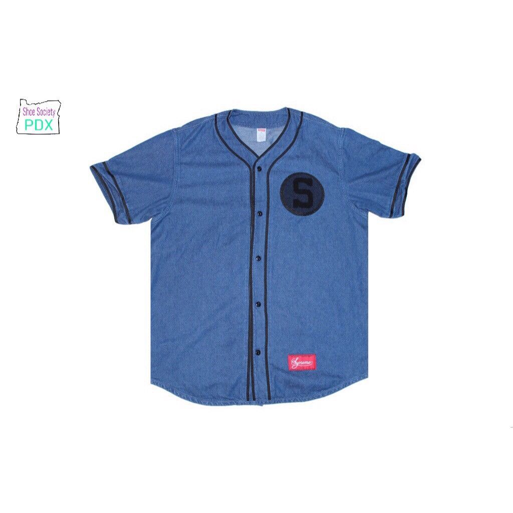 Supreme Supreme Denim Baseball Jersey | Grailed