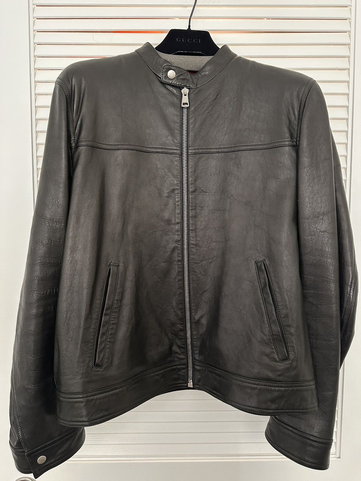 Gucci Gucci Biker Nappa Leather Jacket Size US XL / EU 56 / 4 - 1 Thumbnail