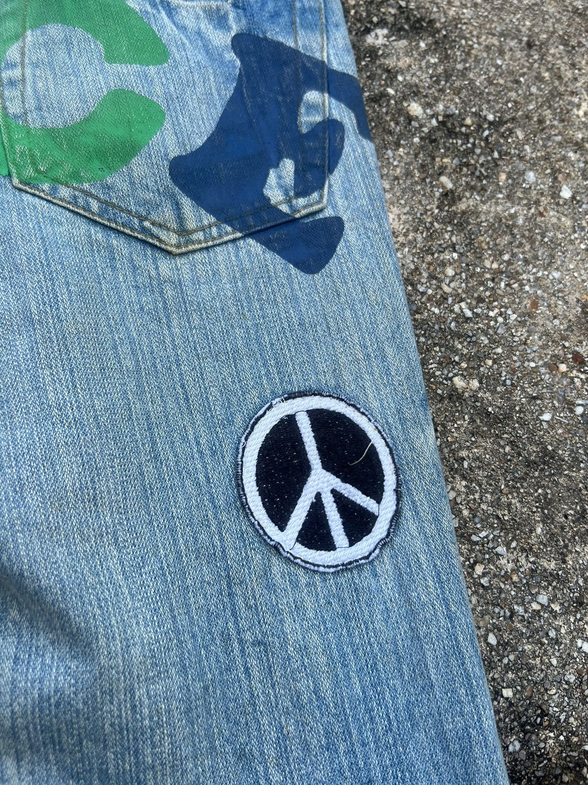 Vintage PEACE Multi Colour Big Logo Spell Out Denim Size US 33 - 5 Thumbnail