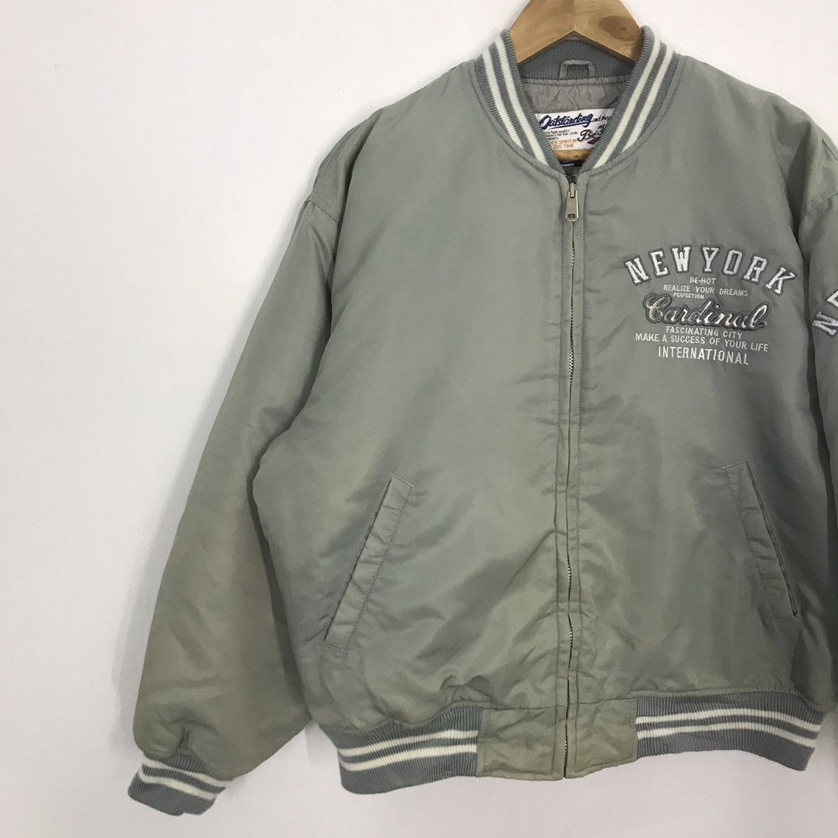 Japanese Brand Vintage New York Be-Hot Bomber light Green Faded Jacket Size US M / EU 48-50 / 2 - 5 Thumbnail