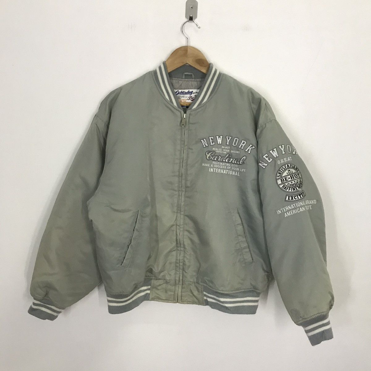 Japanese Brand Vintage New York Be-Hot Bomber light Green Faded Jacket Size US M / EU 48-50 / 2 - 2 Thumbnail