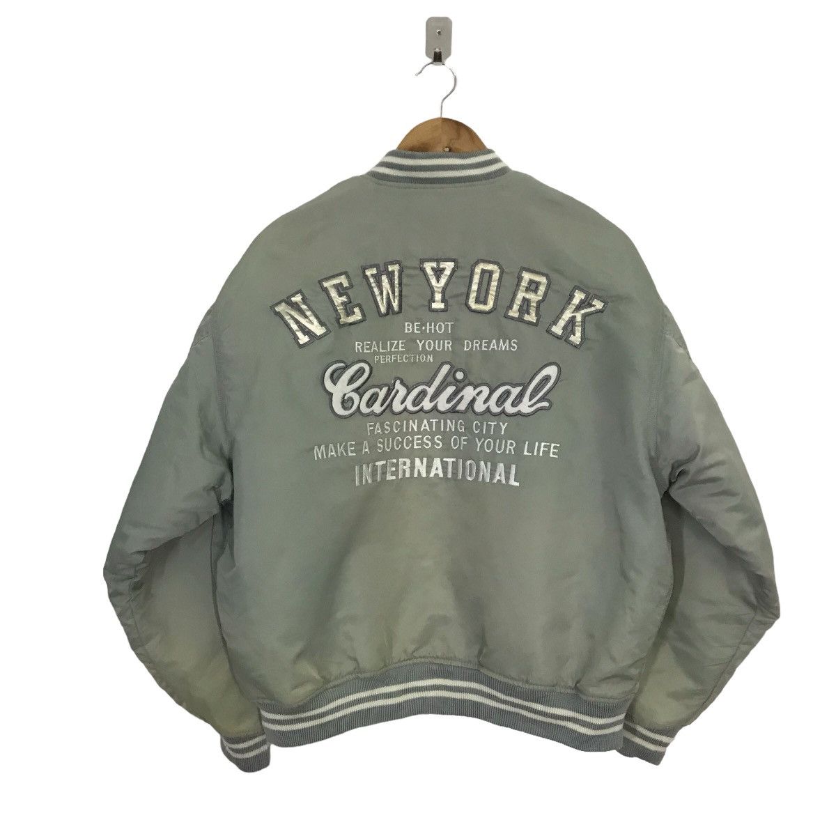 Japanese Brand Vintage New York Be-Hot Bomber light Green Faded Jacket Size US M / EU 48-50 / 2 - 1 Thumbnail