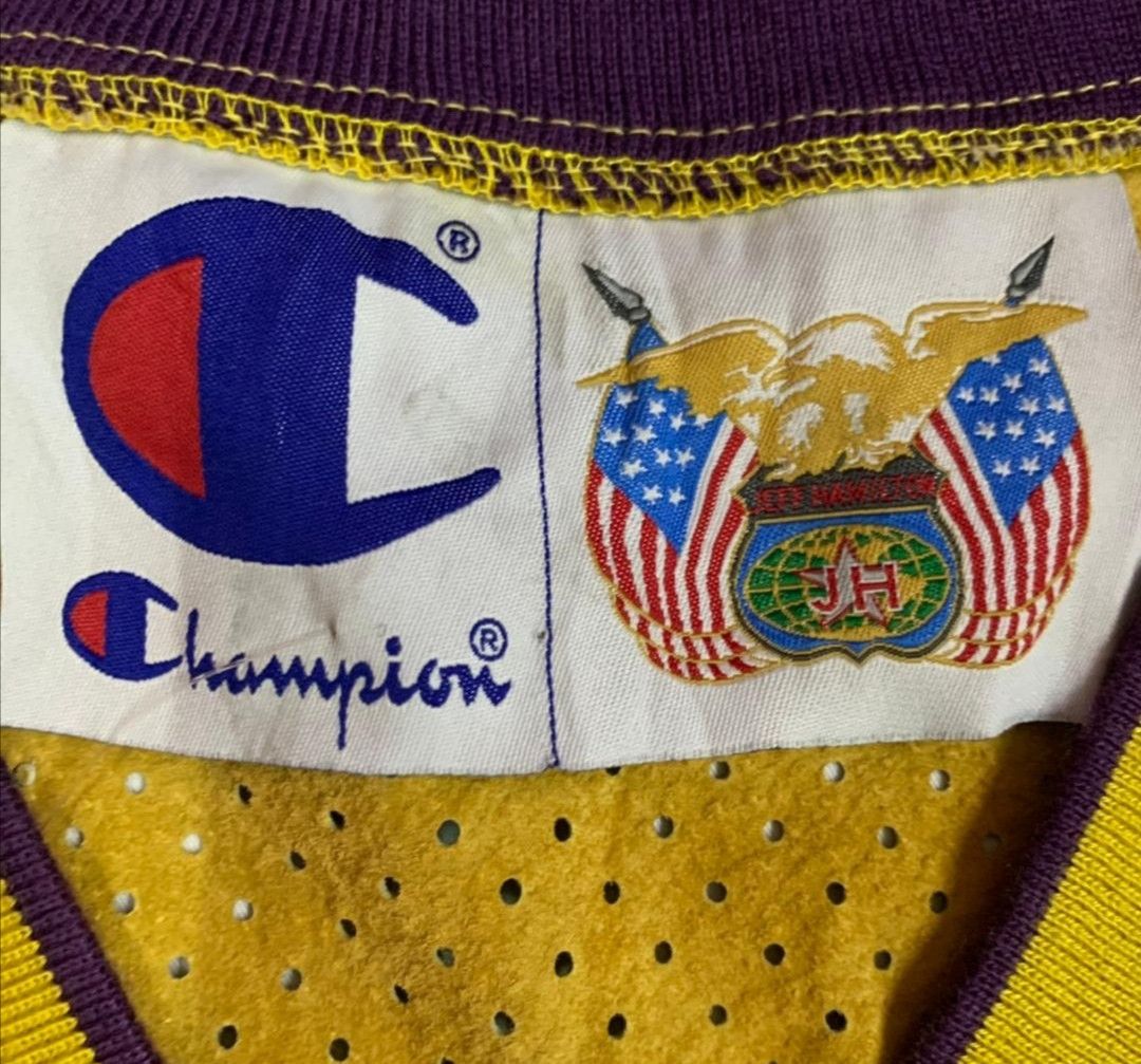 Champion × Jeff Hamilton × NBA RARE KOBE BRYANT🔥 8 Lakers Champion Suede Leather Jersey Size US XXL / EU 58 / 5 - 12 Thumbnail