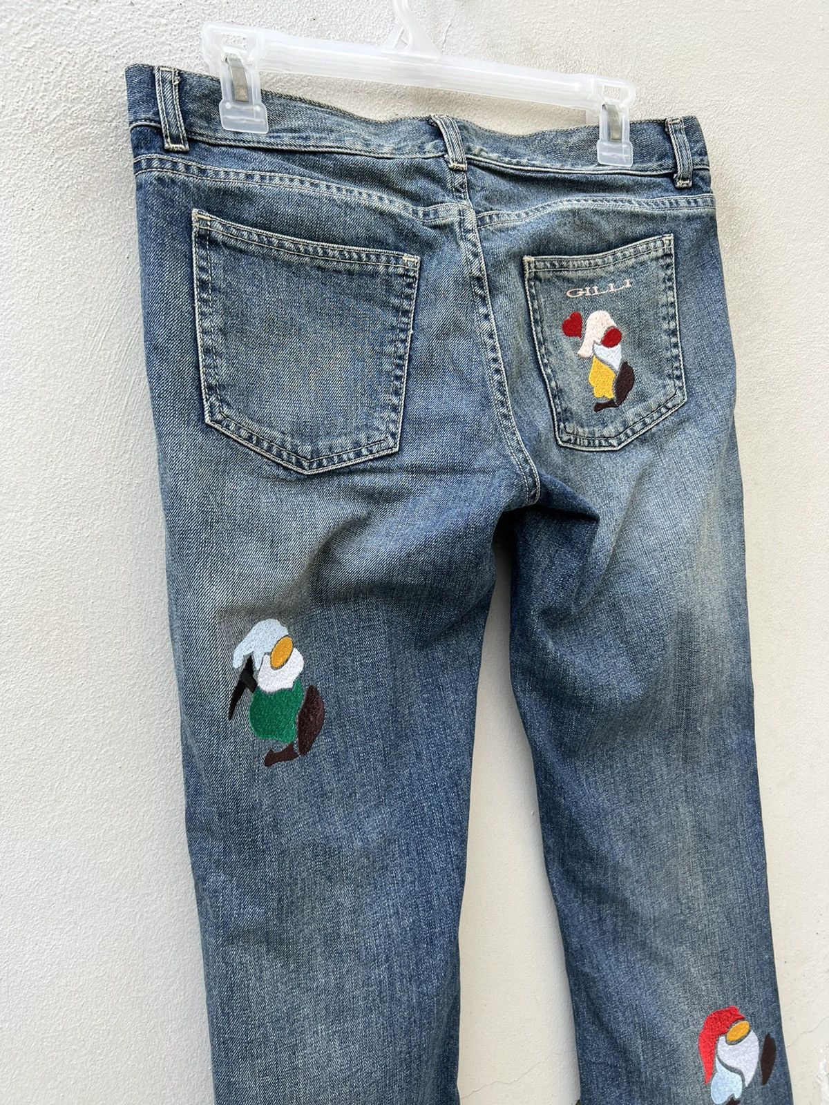 Vintage Vintage GILLI Italy Embroidery Denim Light Blue Flare Jeans Size US 29 - 14 Thumbnail