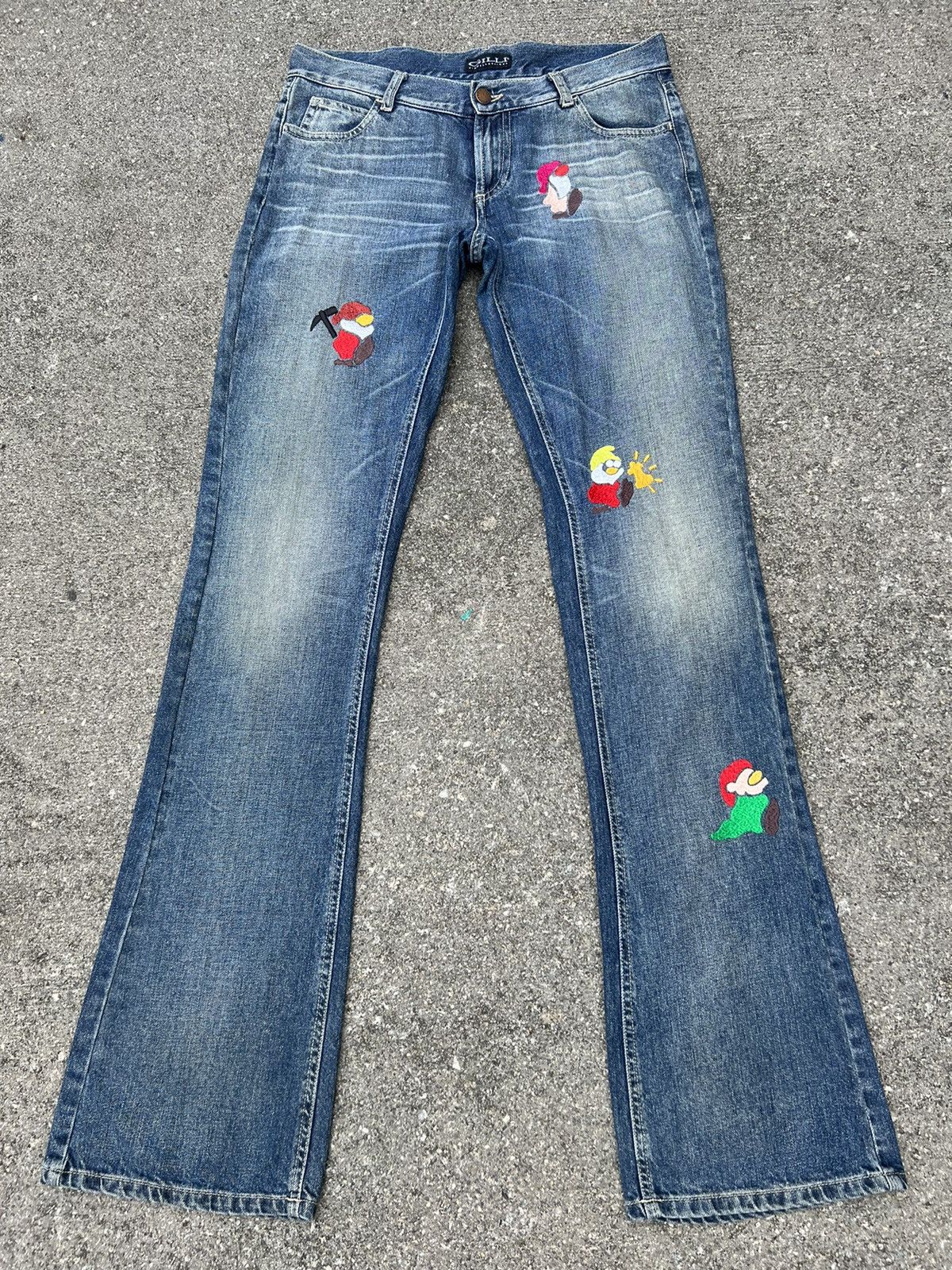 Vintage Vintage GILLI Italy Embroidery Denim Light Blue Flare Jeans Size US 29 - 20 Thumbnail