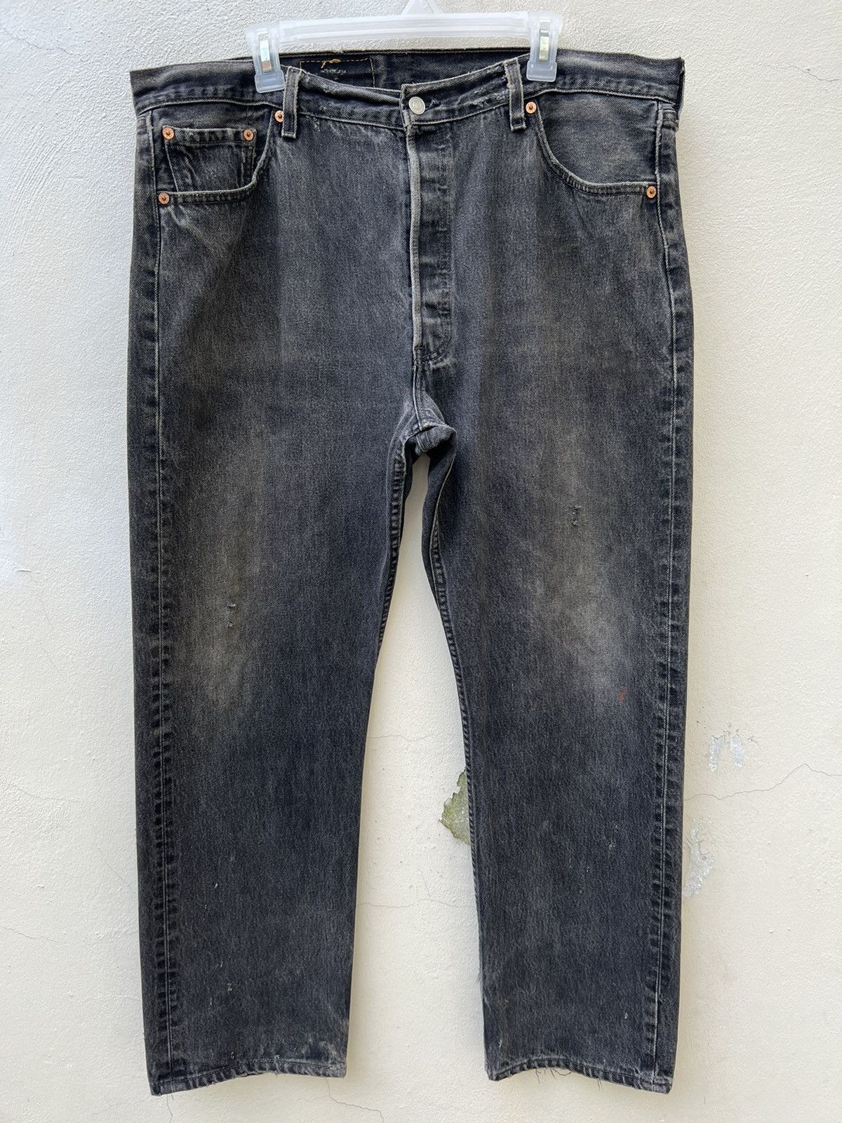 Levi's Vintage 1999 Levi’s 501 Distress Faded Black Denim Jeans Size US 40 / EU 56 - 1 Thumbnail