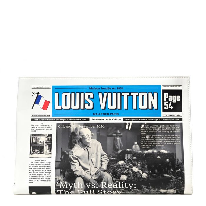 Louis Vuitton Newspapers Pouch Calfskin Leather Clutch Bag Virgil Abloh LV  Mens
