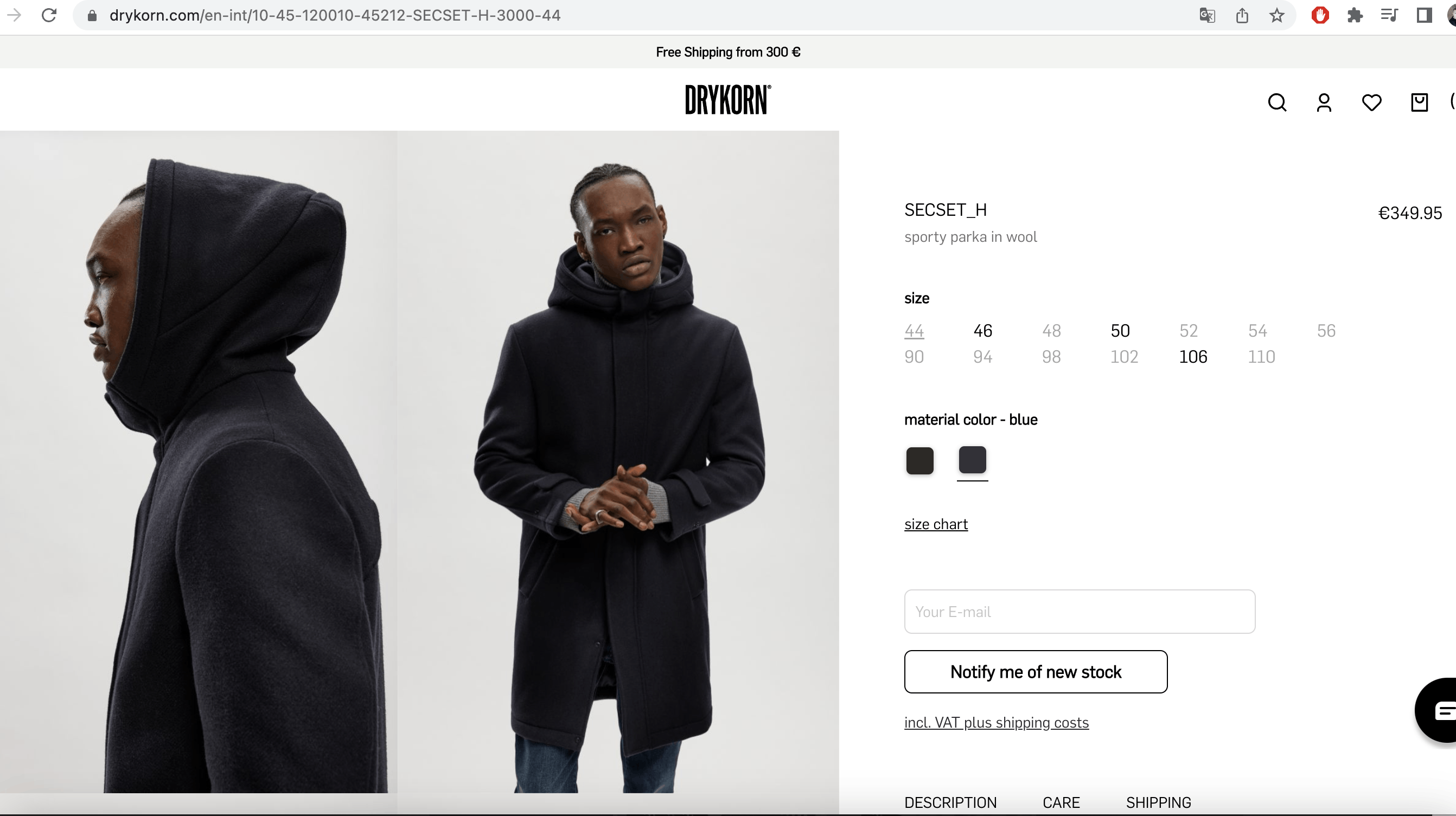 DRYKORN Drykorn SECSET_H Black Wool Parka Coat Size US M / EU 48-50 / 2 - 5 Thumbnail