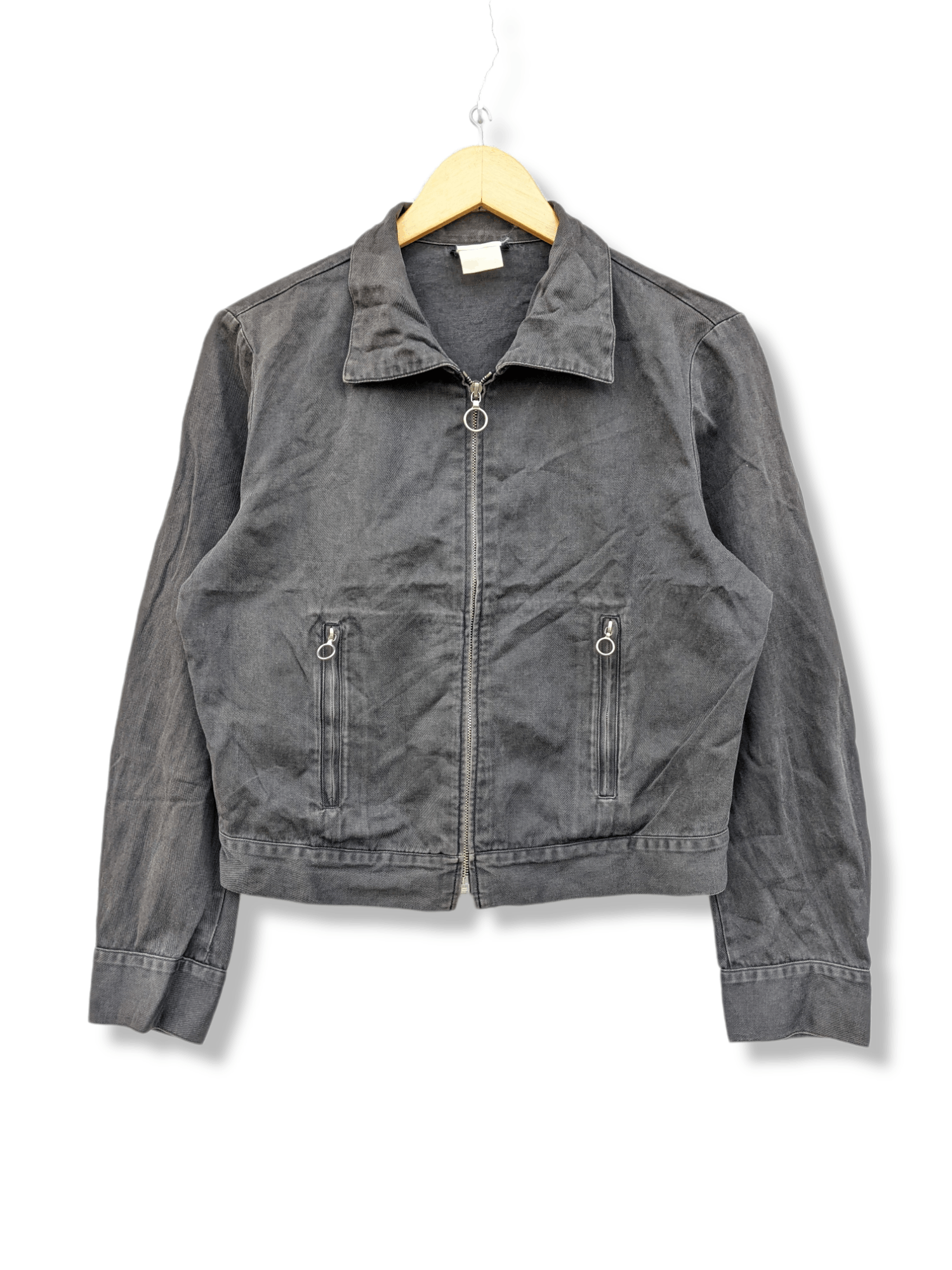 image of Agnes B. Made In France Faded Crop Jacket in Faded Black, Women's (Size Medium)