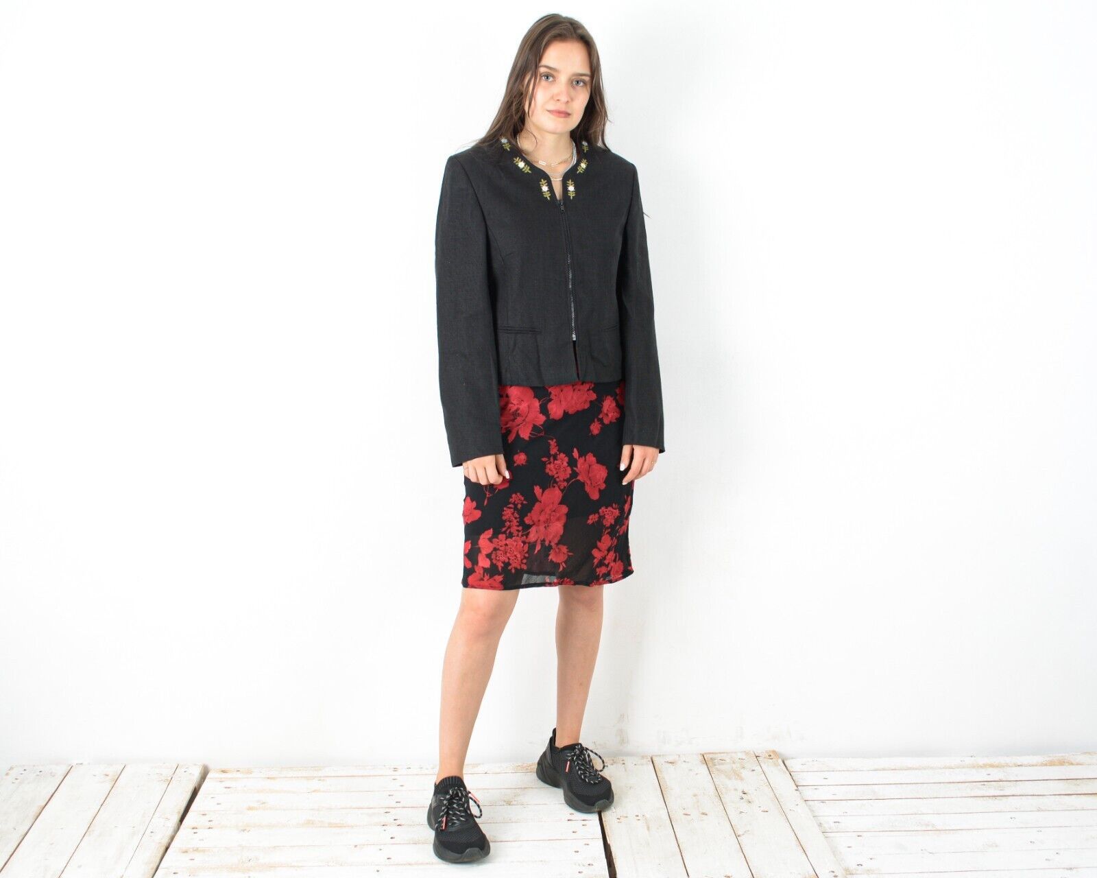 Other × Vintage STEINBOCK Linen Floral Trachten Blazer Jacket Austrian Size M / US 6-8 / IT 42-44 - 6 Thumbnail