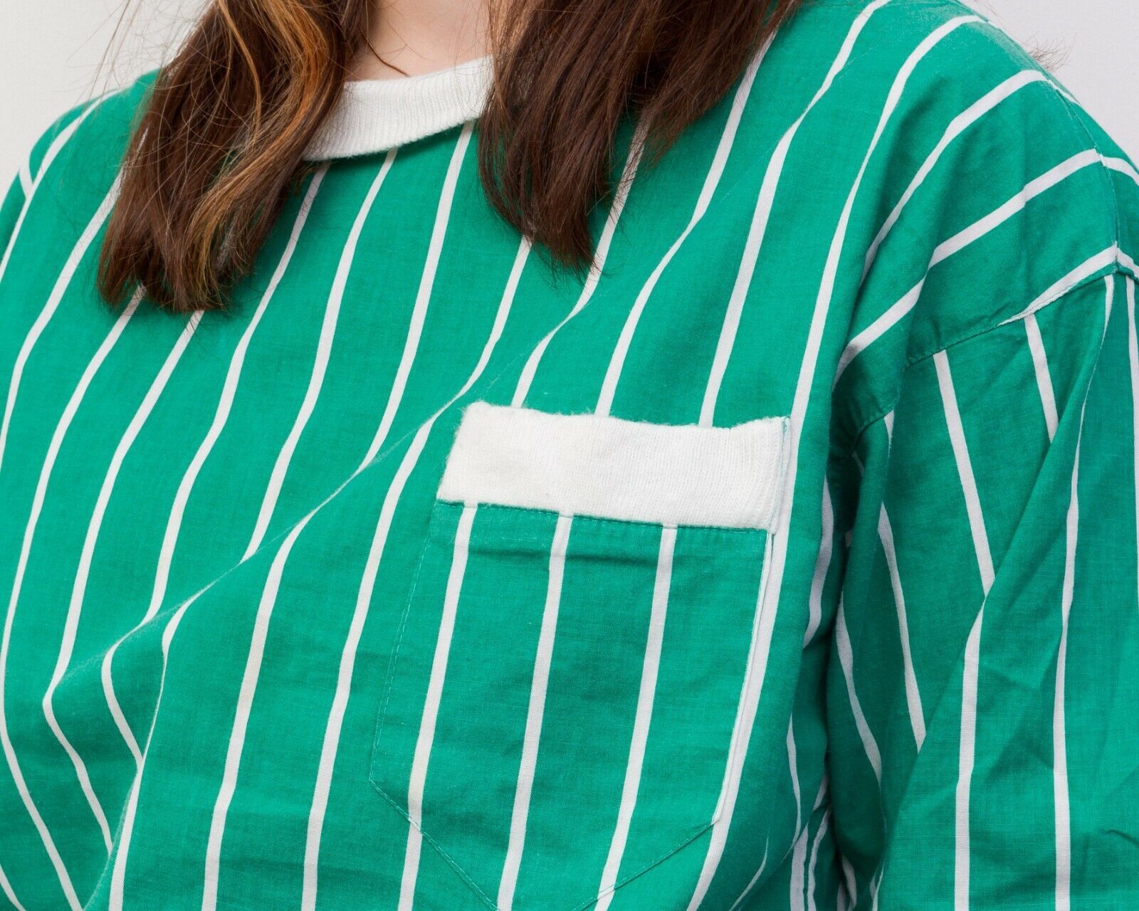 Other × Vintage Women 90s Pinstriped Green Tie Top Blouse Streetwear Y2K Size L / US 10 / IT 46 - 4 Thumbnail