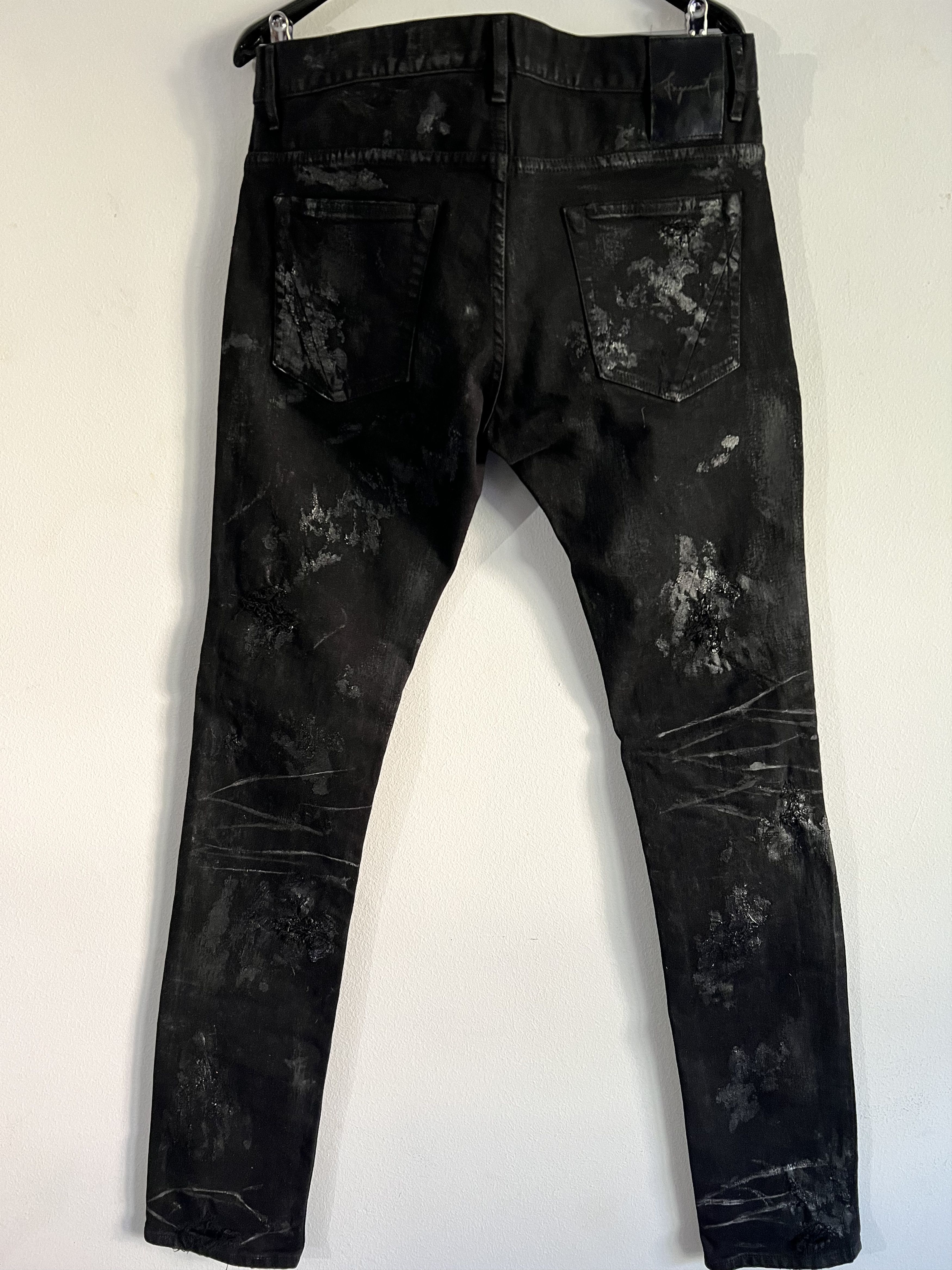 Fagassent Toshiki Aoki Ripped distressed coatedartisanal denim Size US 33 - 3 Thumbnail