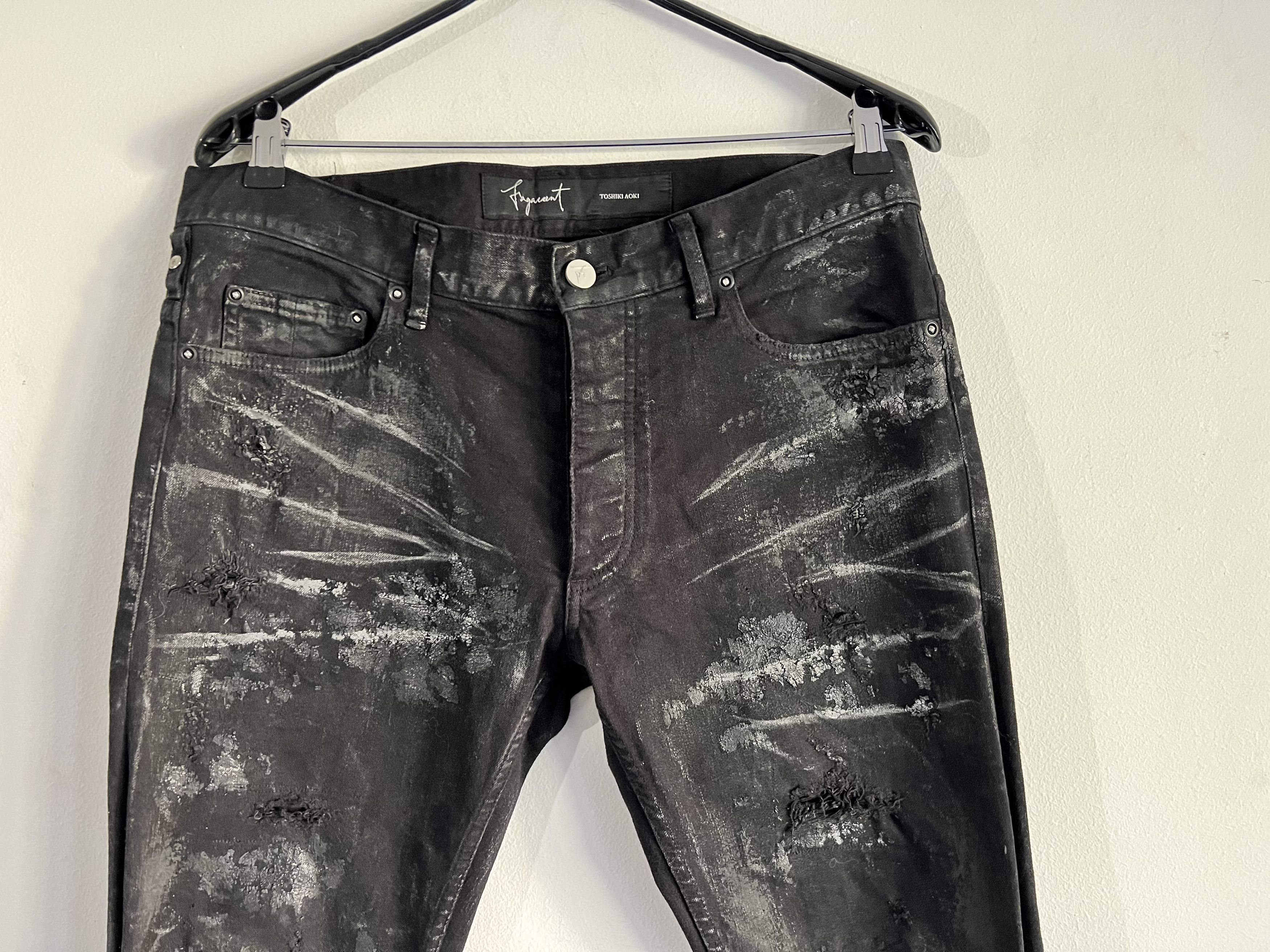 Fagassent Toshiki Aoki Ripped distressed coatedartisanal denim Size US 33 - 4 Thumbnail