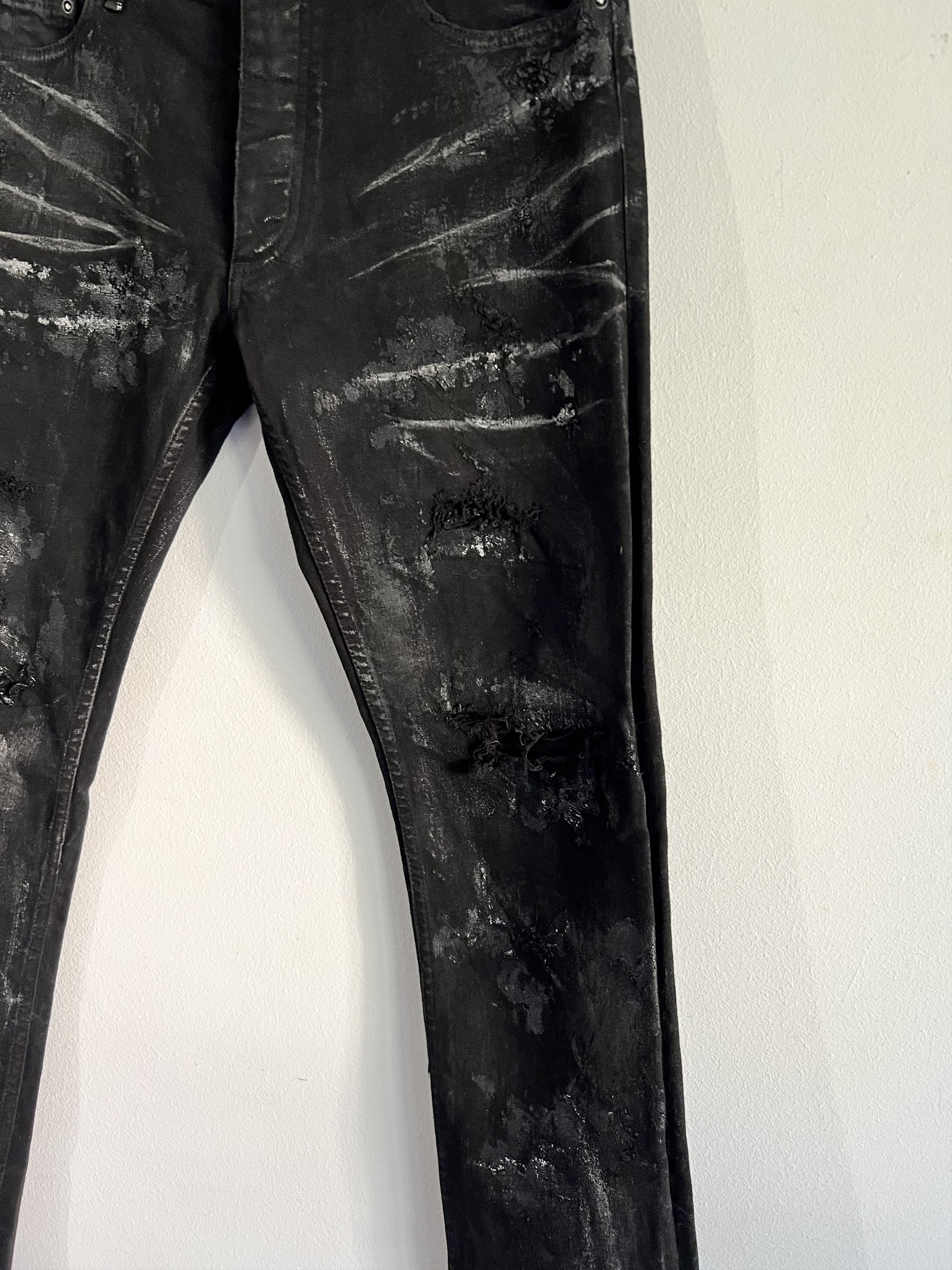 Fagassent Toshiki Aoki Ripped distressed coatedartisanal denim Size US 33 - 7 Thumbnail