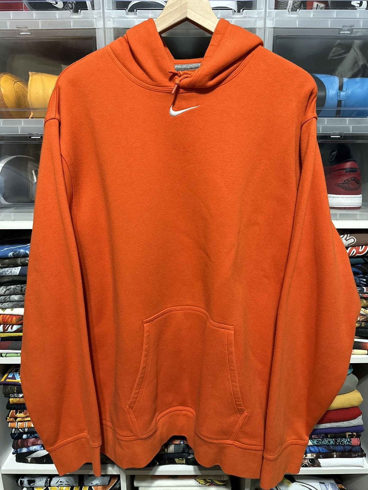 image of Vintage 2000S Nike Center Swoosh Hoodie in Orange, Men's (Size 2XL)