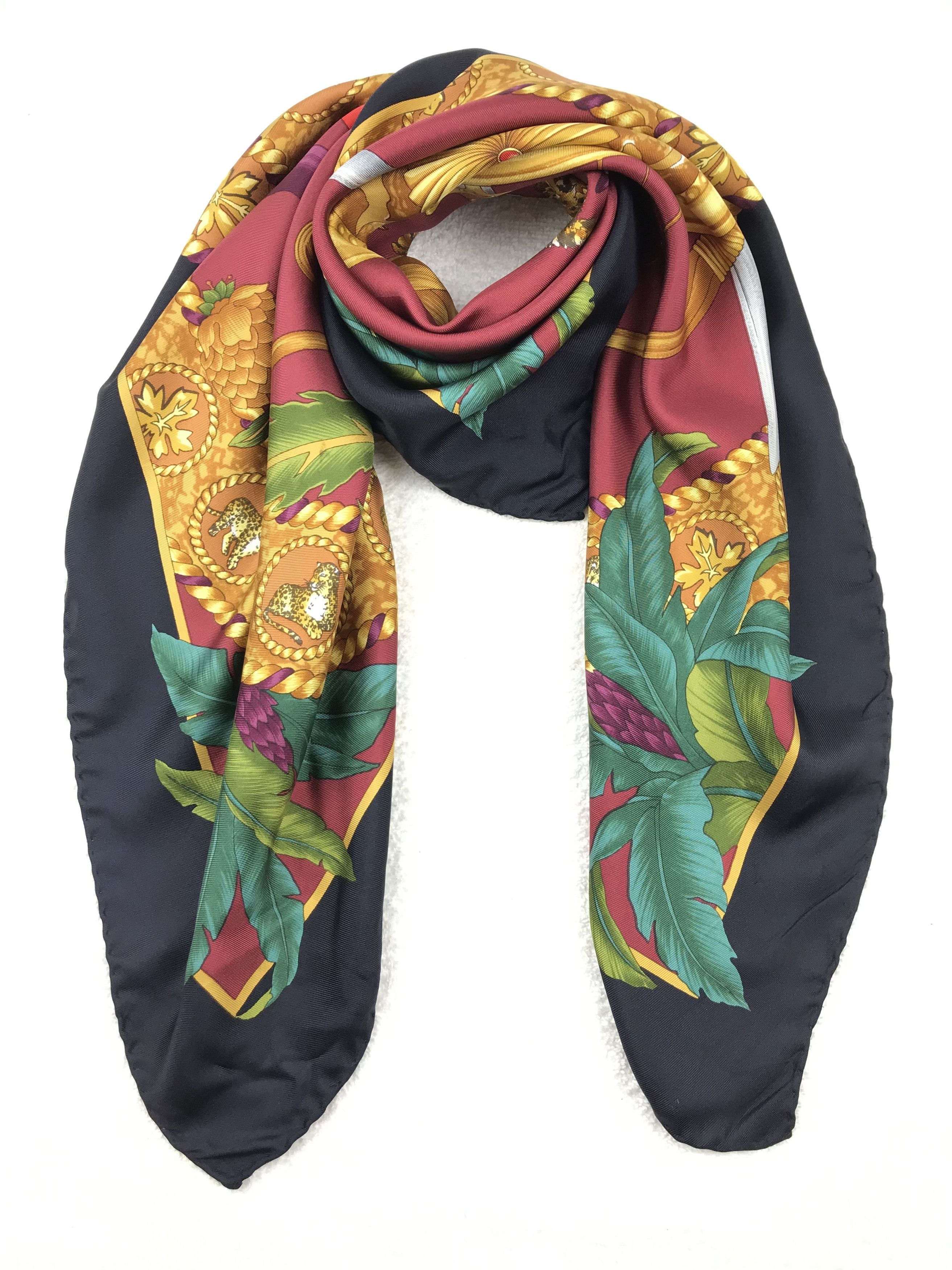 Vintage Salvatore Ferragamo Silk Scarf Leopard Design