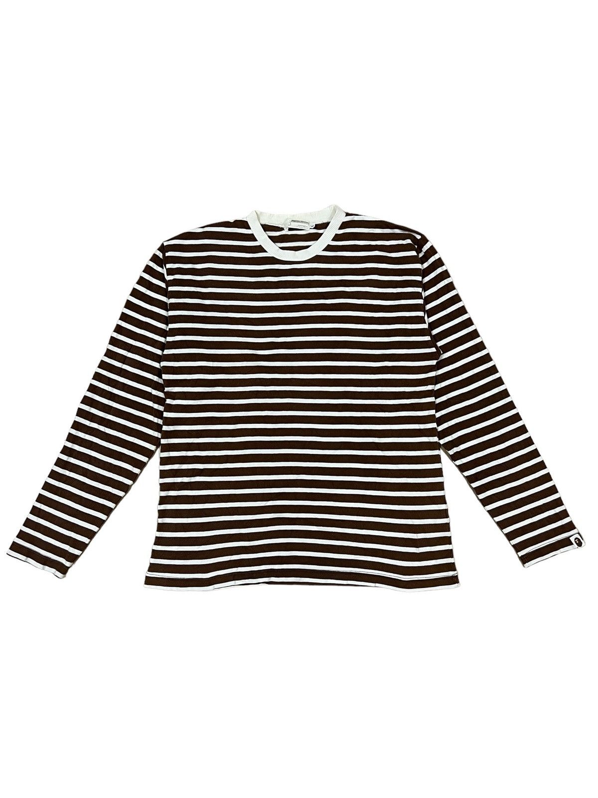 Bape Vintage A Bathing Ape Rockabilly Border Striped LS Shirt Size US M / EU 48-50 / 2 - 1 Thumbnail