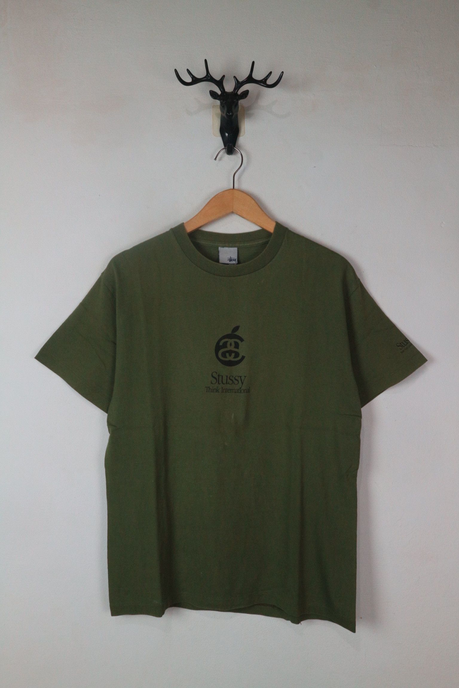 image of Stussy Rip Off Apple Tee in Olive Green, Men's (Size Medium)