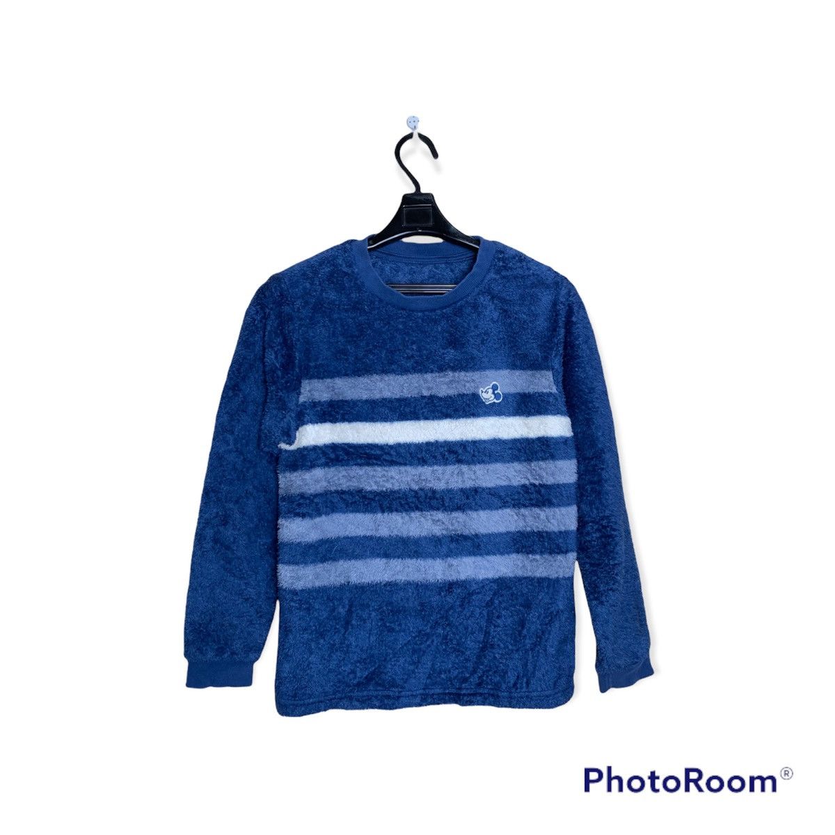 Disney Mickey Mouse Striped Fleece Sweatshirt LS Embroidery