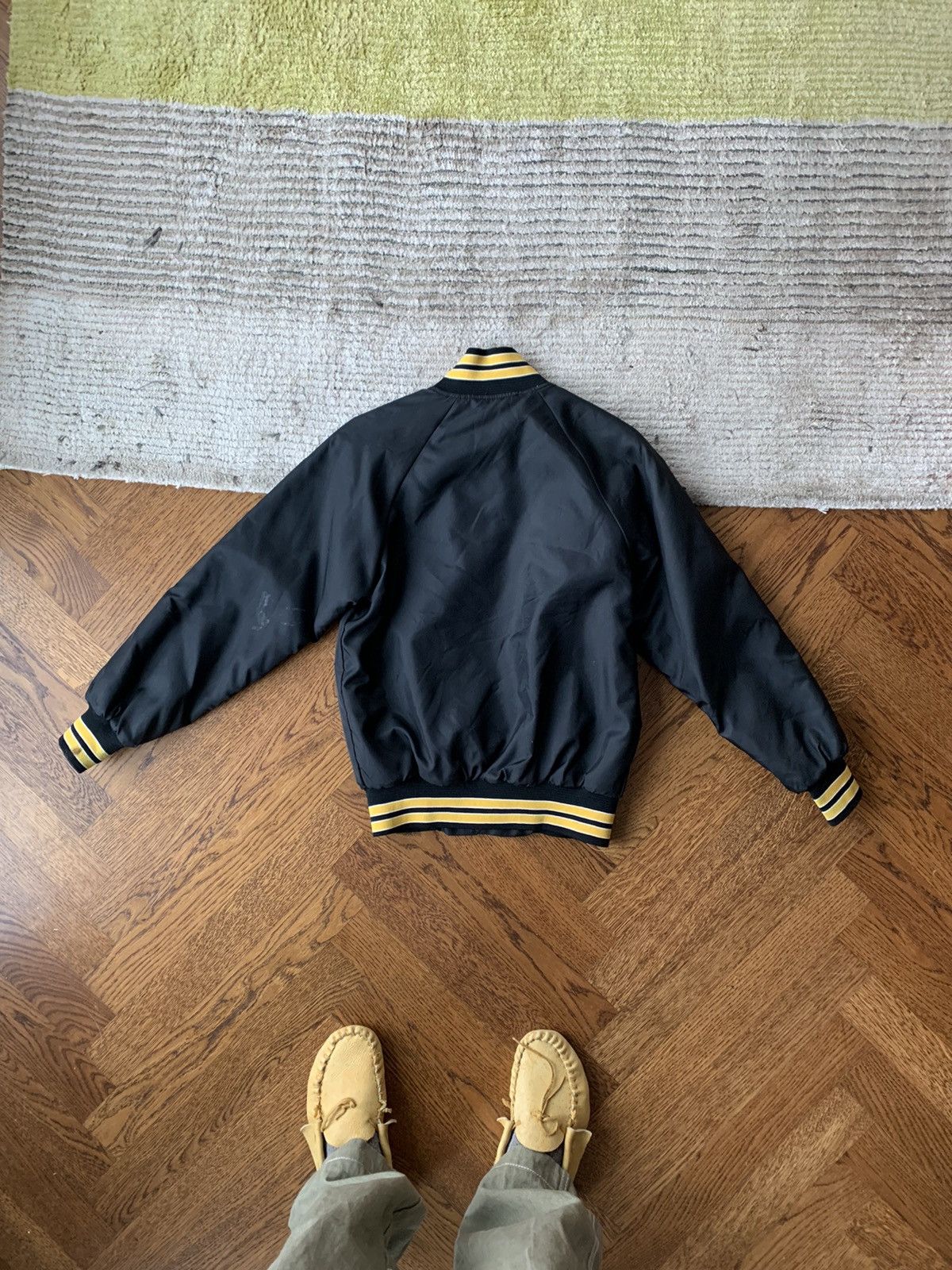 Vintage 80s Vintage Black Nylon Varsity Jacket Baskeball USA Large Size L / US 10 / IT 46 - 8 Thumbnail