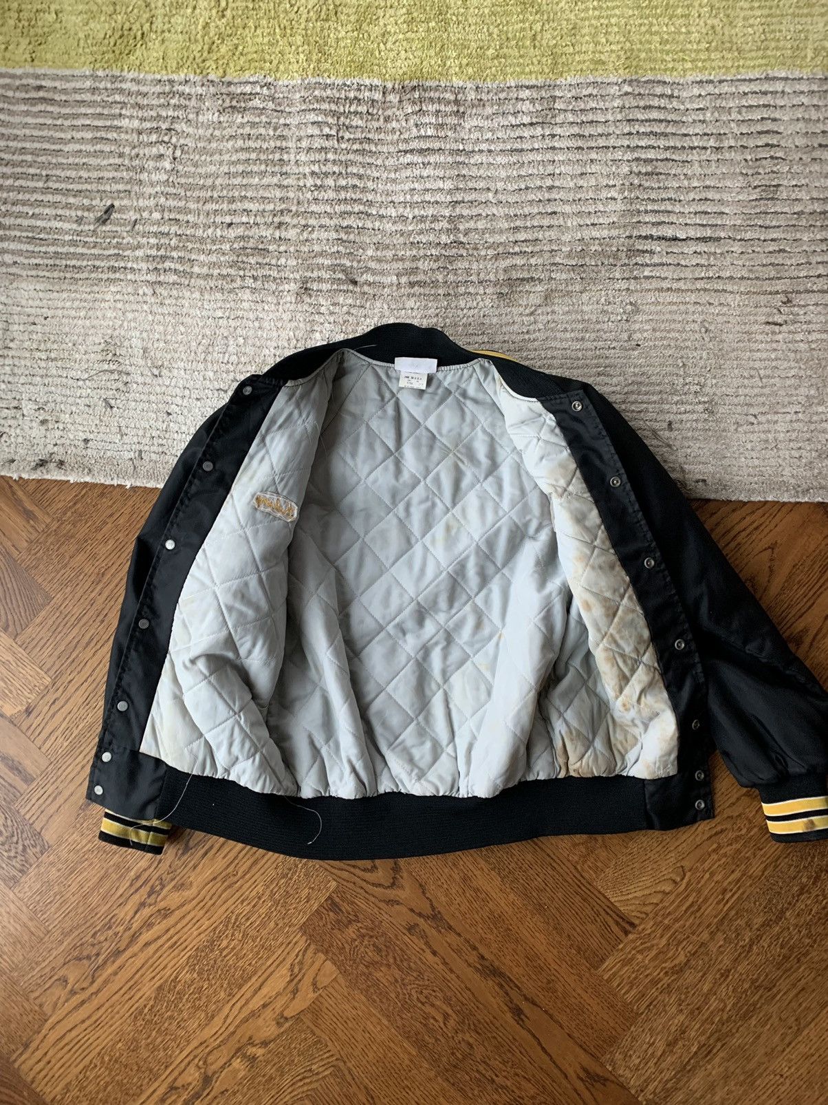 Vintage 80s Vintage Black Nylon Varsity Jacket Baskeball USA Large Size L / US 10 / IT 46 - 3 Thumbnail
