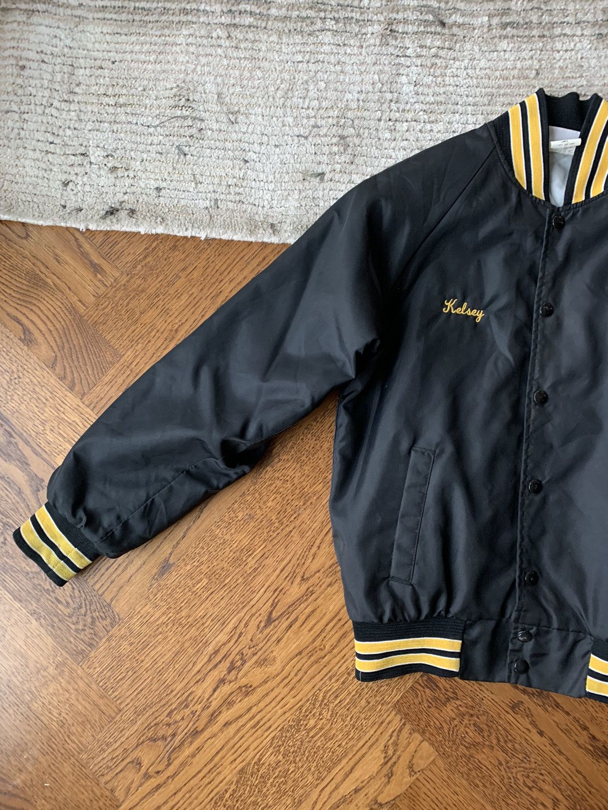 Vintage 80s Vintage Black Nylon Varsity Jacket Baskeball USA Large Size L / US 10 / IT 46 - 10 Thumbnail