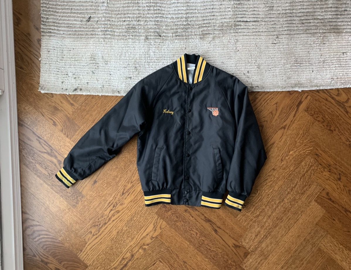 Vintage 80s Vintage Black Nylon Varsity Jacket Baskeball USA Large Size L / US 10 / IT 46 - 15 Thumbnail