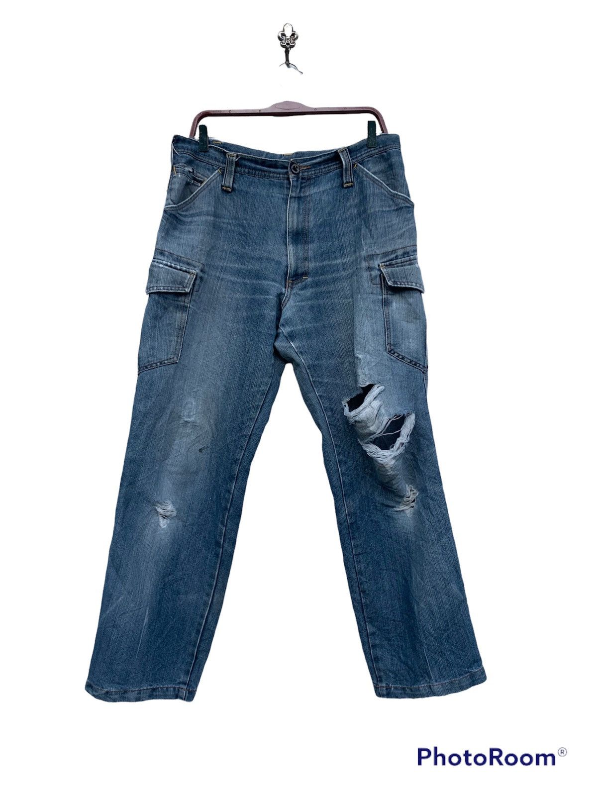 Japanese Brand JAPANESE BRAND CARGO DENIM PANTS Size US 34 / EU 50 - 1 Thumbnail