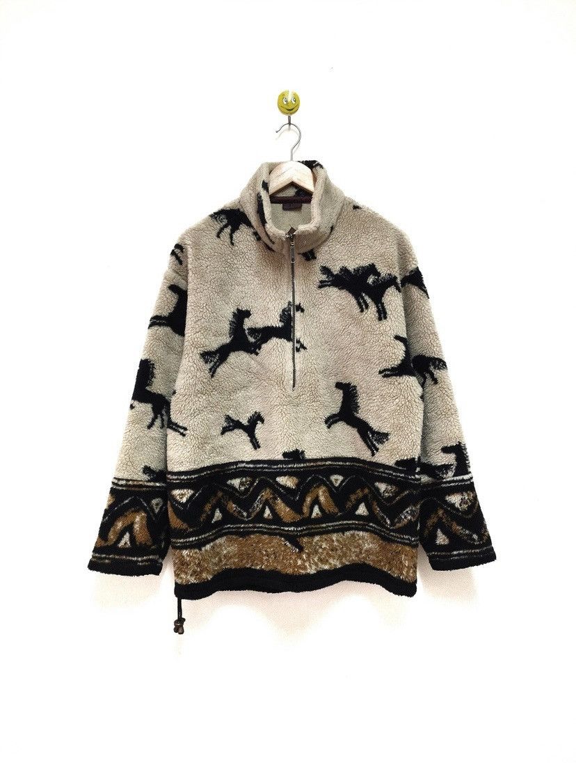 Vintage Tsunami printed fleece Animal motif sweater jacket pullover Size US L / EU 52-54 / 3 - 1 Thumbnail