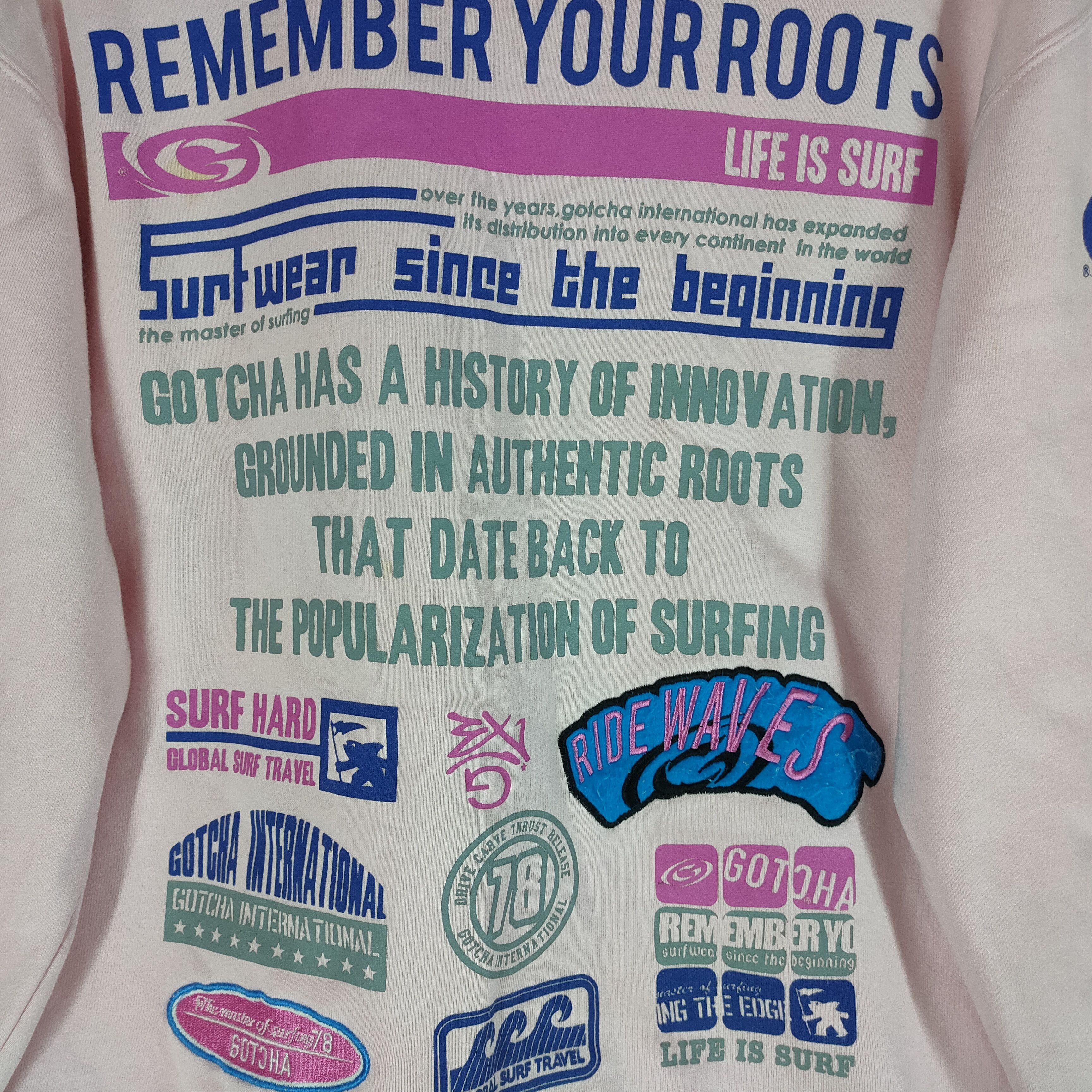 Gotcha Vintage GOTCHA FULL PRINT Patches and Spellout Hoodie Size US L / EU 52-54 / 3 - 8 Thumbnail