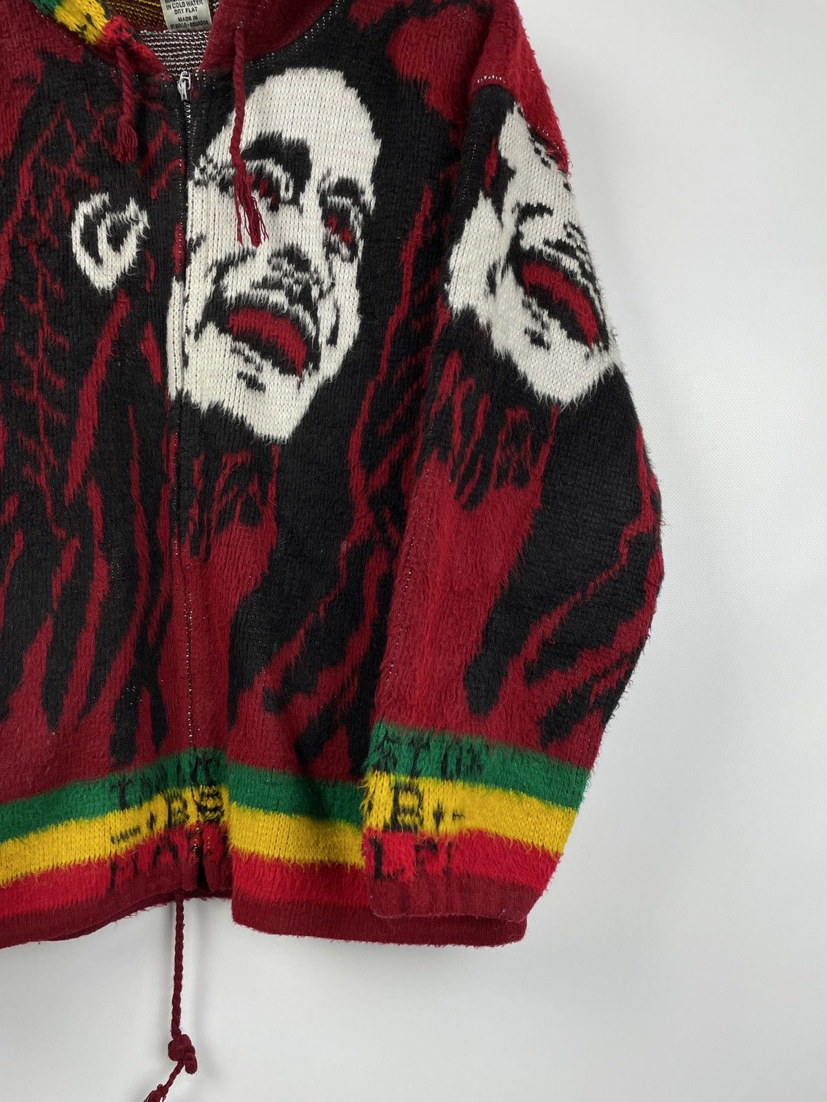 Band Tees × Bob Marley × Vintage Vintage 90s Bob Marley All Over Print Wool Zip Hoodie Size US S / EU 44-46 / 1 - 5 Thumbnail
