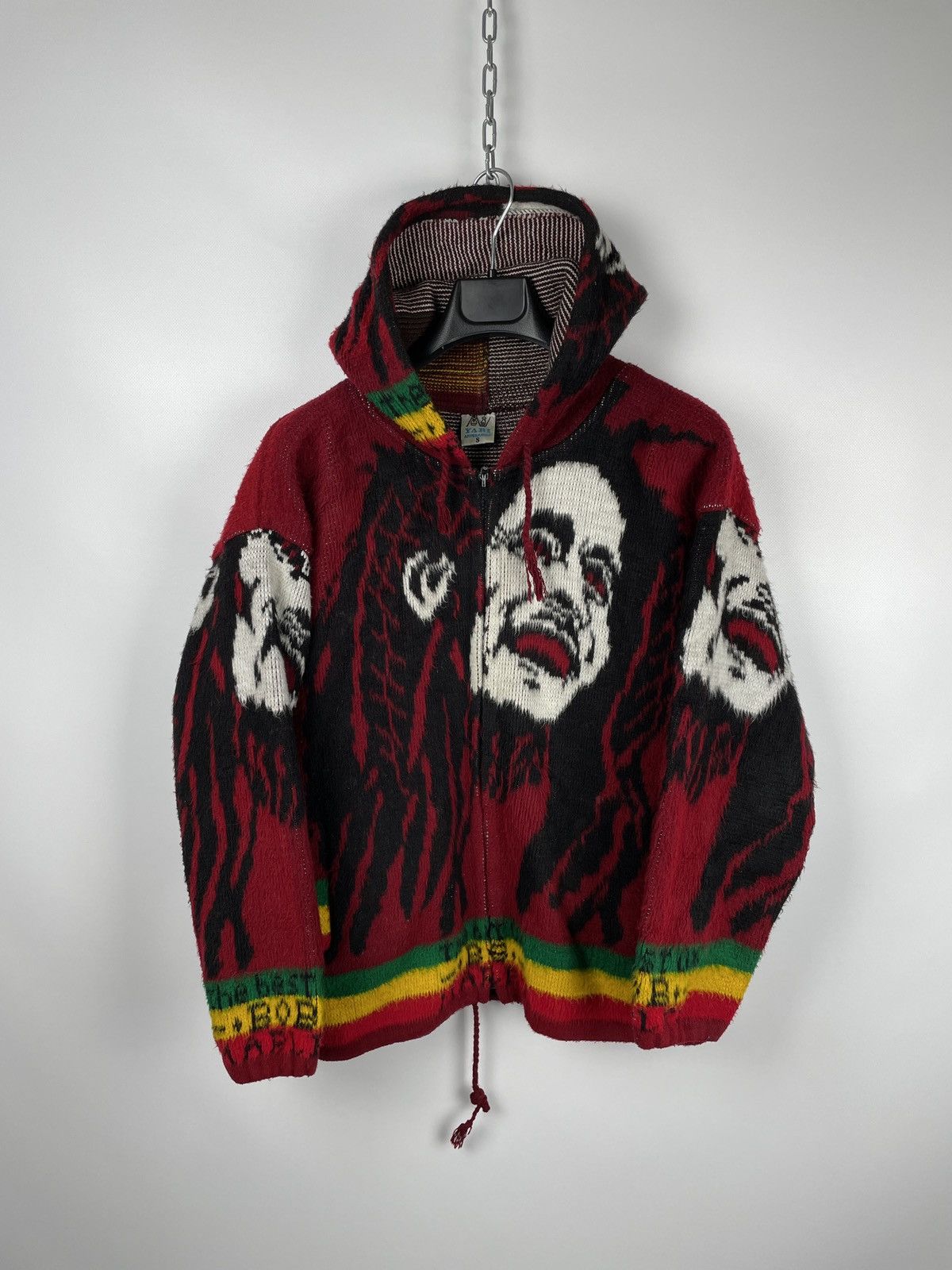 Band Tees × Bob Marley × Vintage Vintage 90s Bob Marley All Over Print Wool Zip Hoodie Size US S / EU 44-46 / 1 - 3 Thumbnail