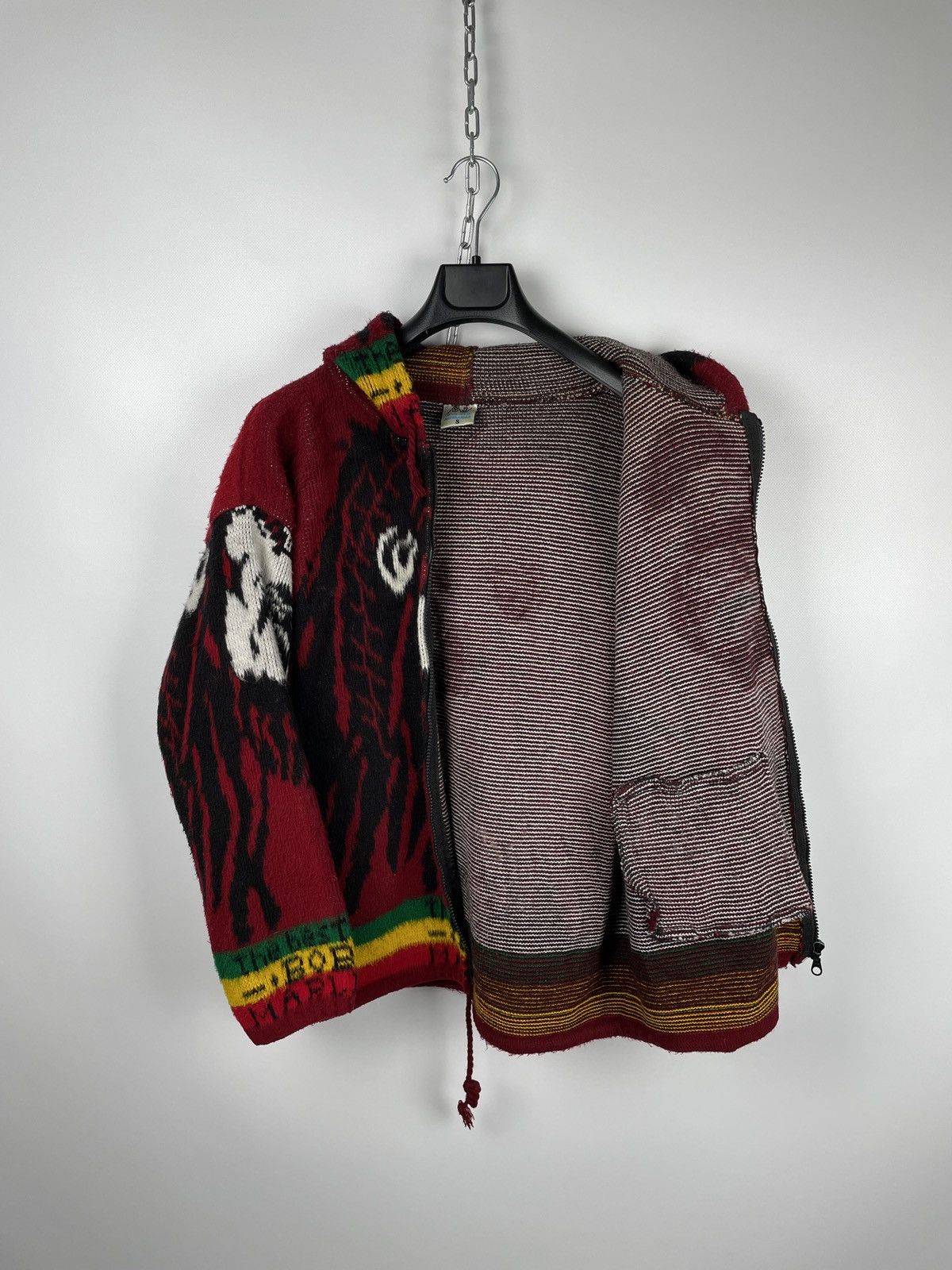 Band Tees × Bob Marley × Vintage Vintage 90s Bob Marley All Over Print Wool Zip Hoodie Size US S / EU 44-46 / 1 - 6 Thumbnail