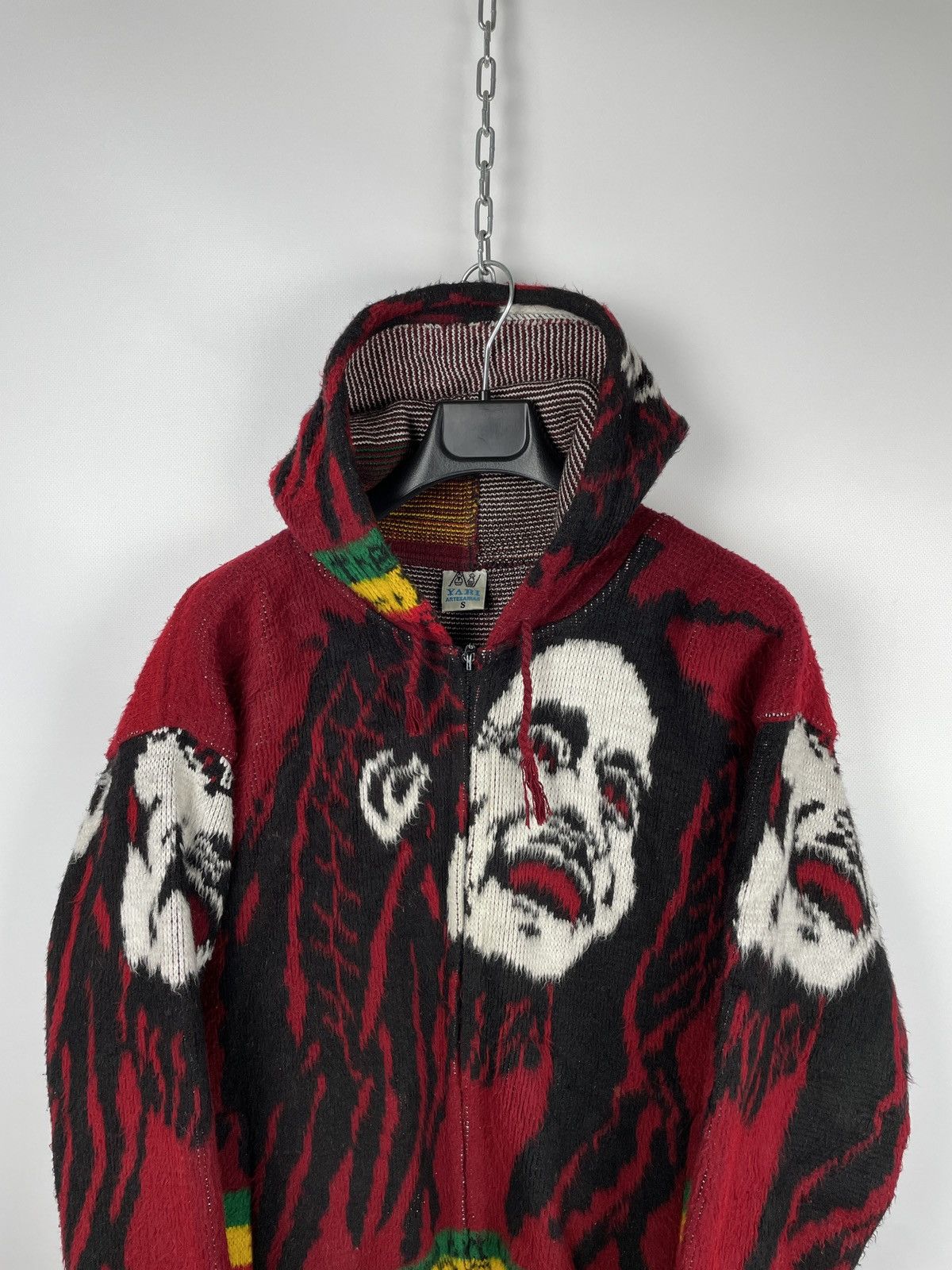 Band Tees × Bob Marley × Vintage Vintage 90s Bob Marley All Over Print Wool Zip Hoodie Size US S / EU 44-46 / 1 - 4 Thumbnail