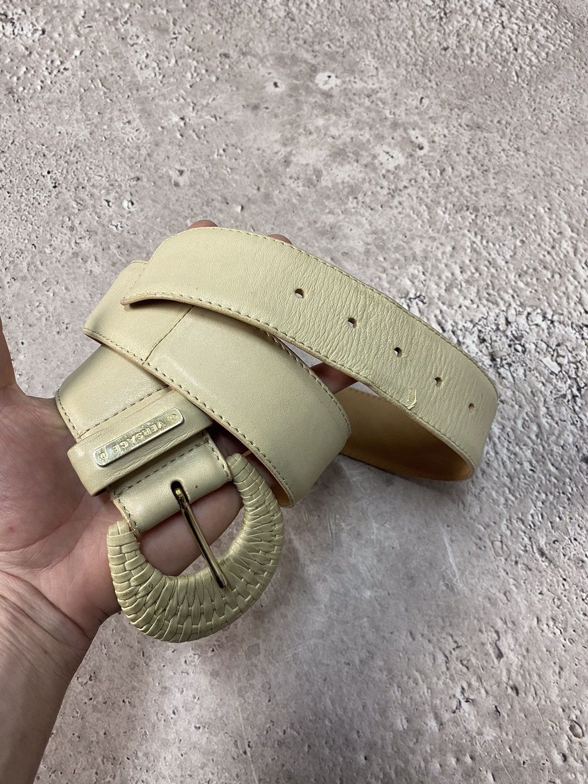 Vintage leather belt Versace women biege colour