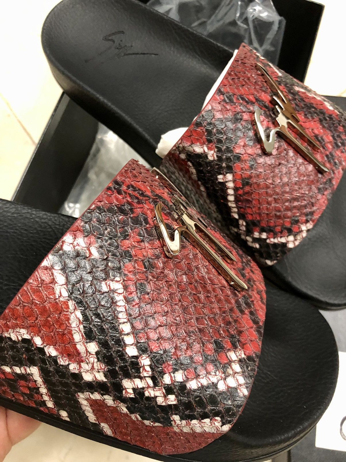 Giuseppe Zanotti Snakeskin - Embossed Leather Slides Sandal Size US 8 / EU 41 - 10 Thumbnail