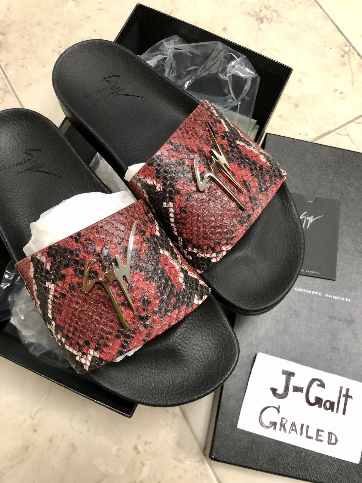 Giuseppe Zanotti Snakeskin - Embossed Leather Slides Sandal Size US 8 / EU 41 - 8 Thumbnail